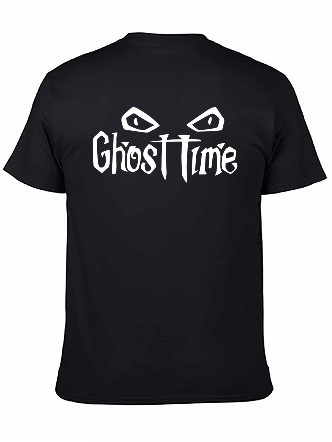Ghost Time Graphic Tee - Black Cotton T-Shirt