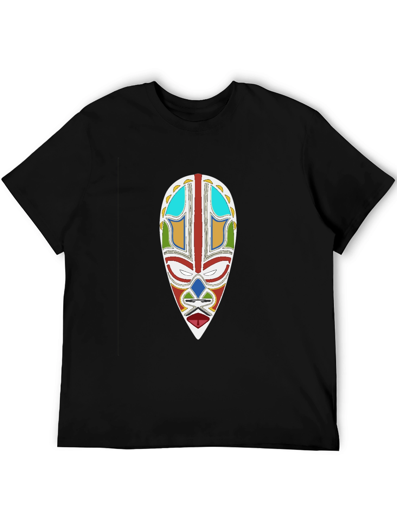 Tribal Mask Graphic Tee - Black Unisex T-Shirt