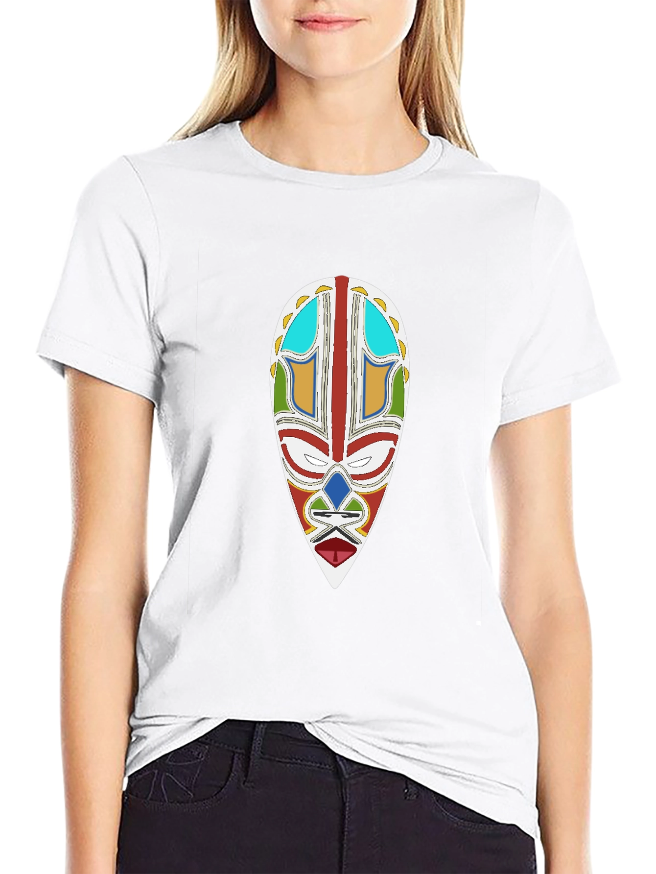 Tribal Mask Graphic Tee - Black Unisex T-Shirt