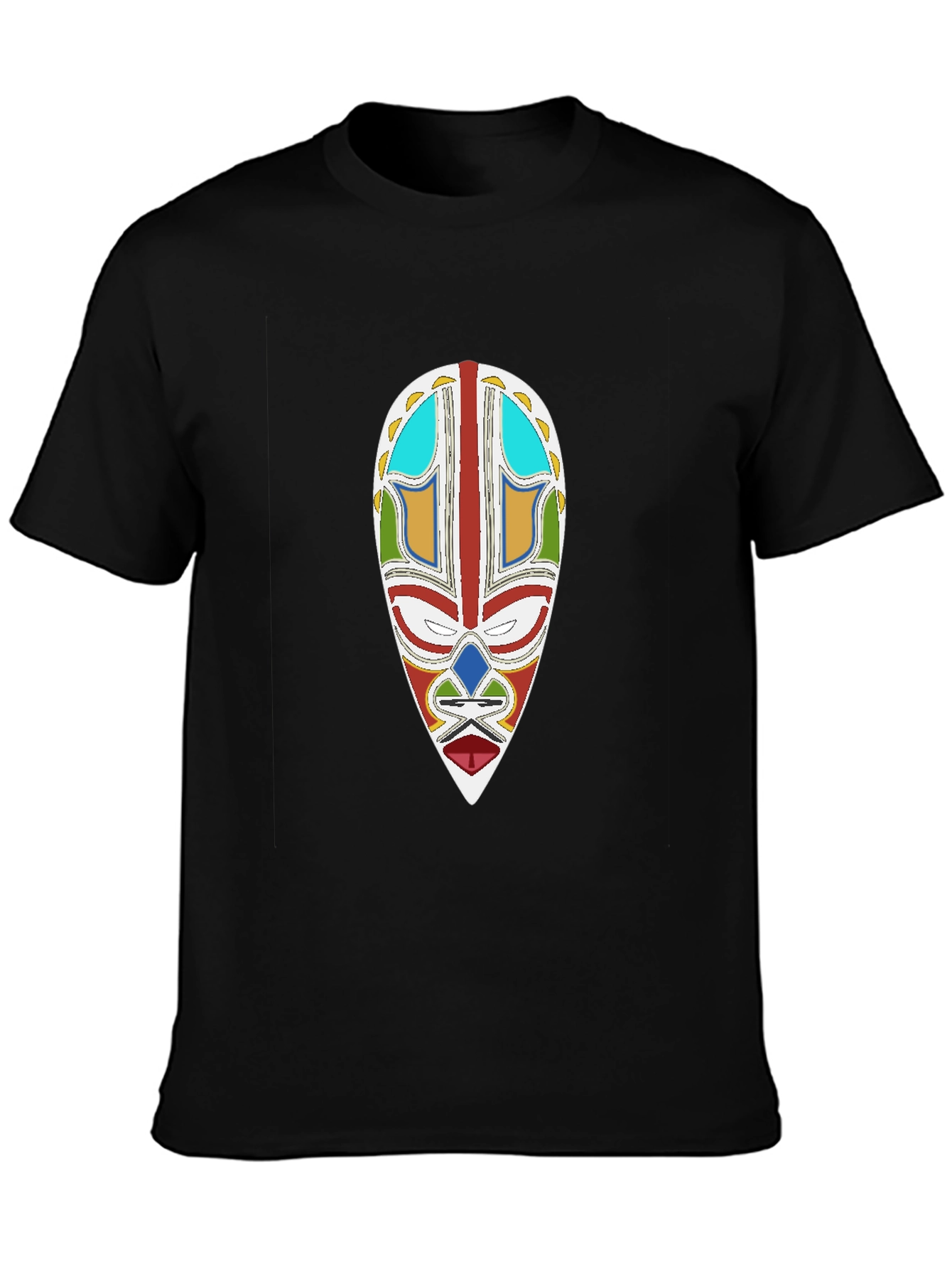 Tribal Mask Graphic Tee - Black Unisex T-Shirt