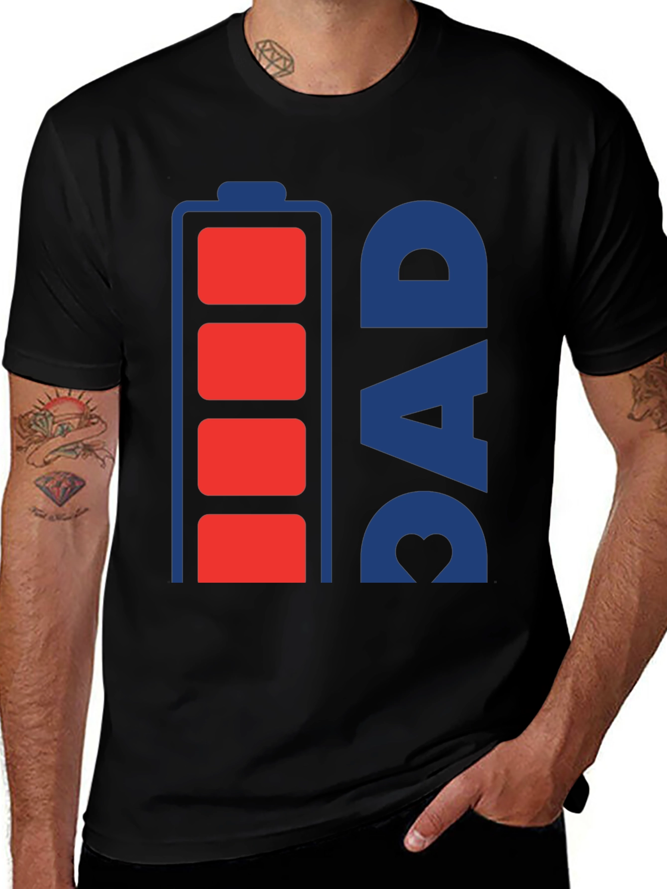 Dads Battery Full Graphic T-Shirt - Fathers Day Gift