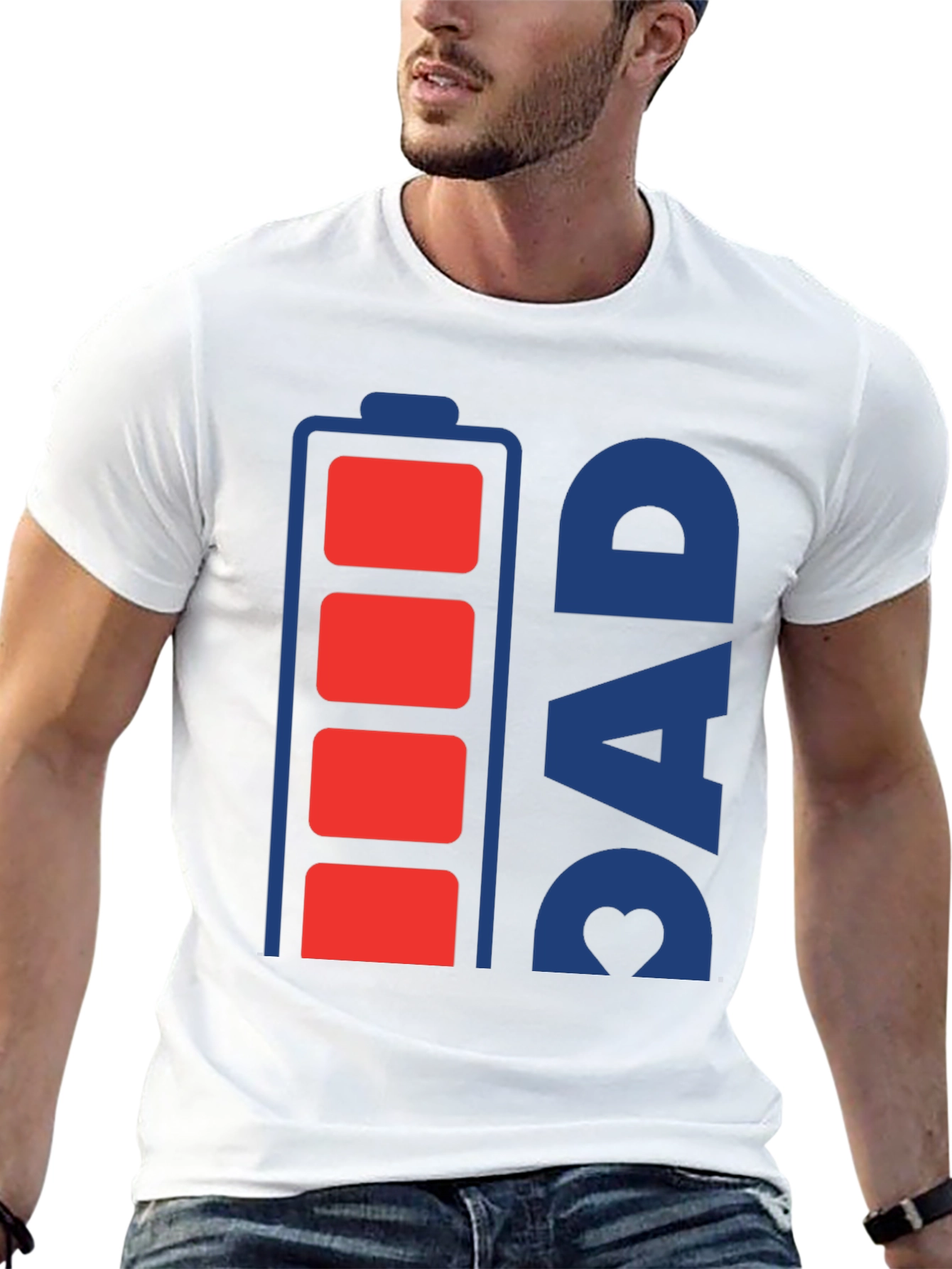Dads Battery Full Graphic T-Shirt - Fathers Day Gift