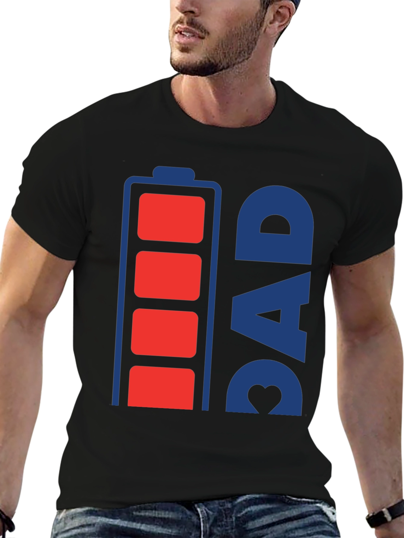 Dads Battery Full Graphic T-Shirt - Fathers Day Gift