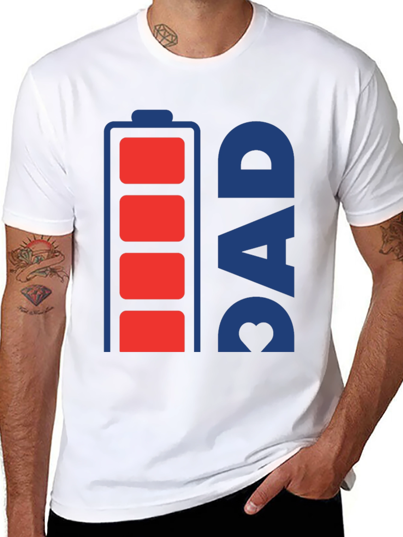 Dads Battery Full Graphic T-Shirt - Fathers Day Gift