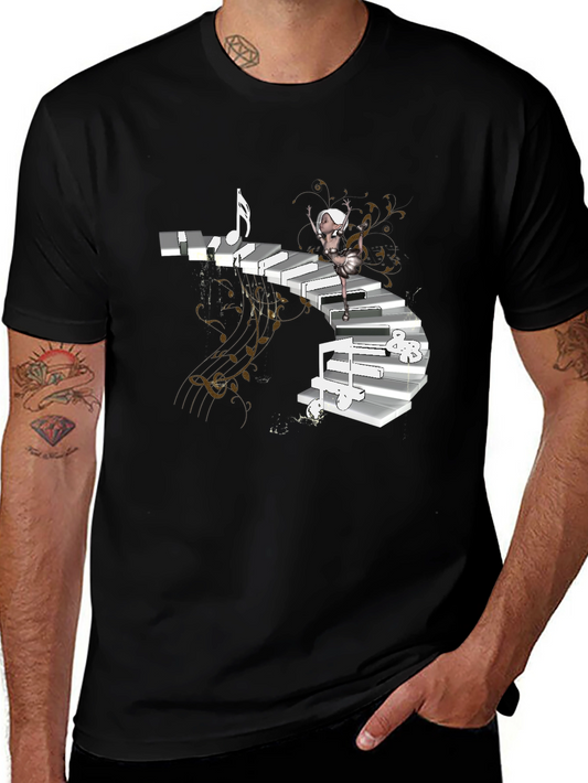 Piano Stairs Dancer Black T-Shirt