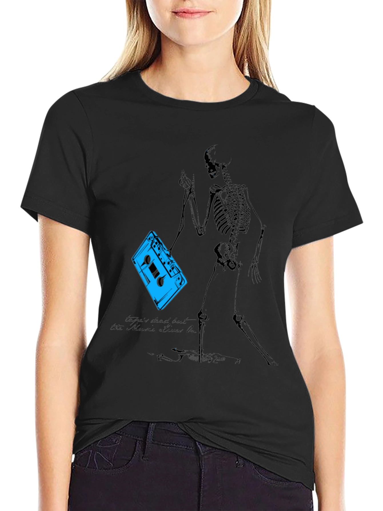 Retro Music Skeleton Graphic T-Shirt