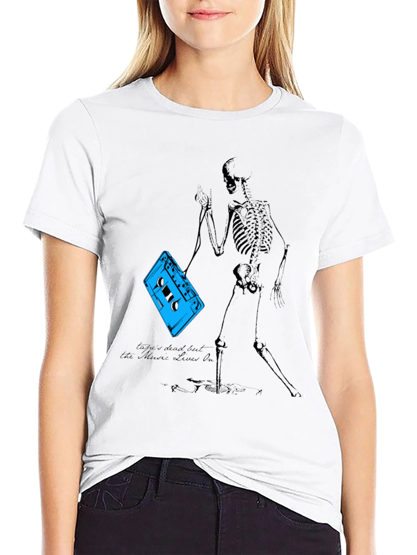 Retro Music Skeleton Graphic T-Shirt