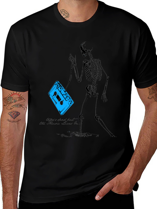Retro Music Skeleton Graphic T-Shirt
