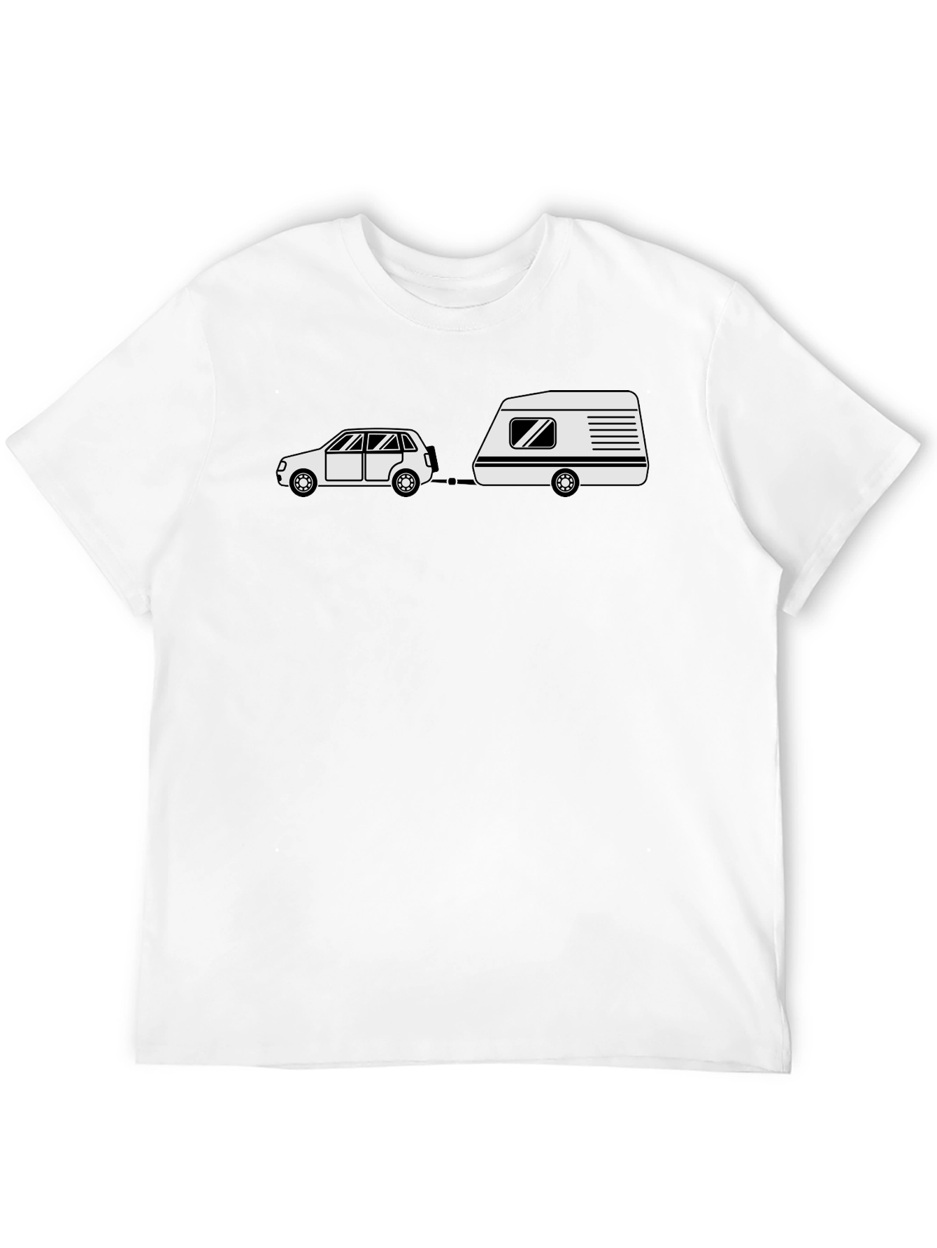Cartoon Car & Camper Black T-Shirt