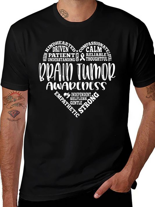 Brain Tumor Awareness T-Shirt - Heart Word Design