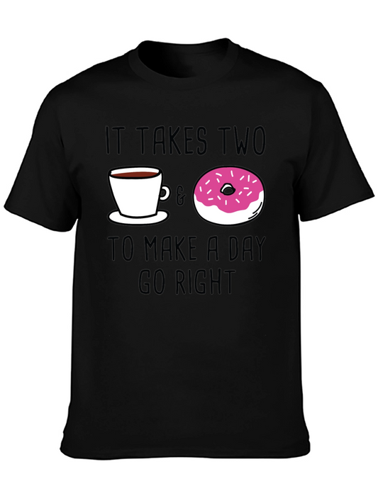 Coffee & Donut Day Right Black Graphic Tee
