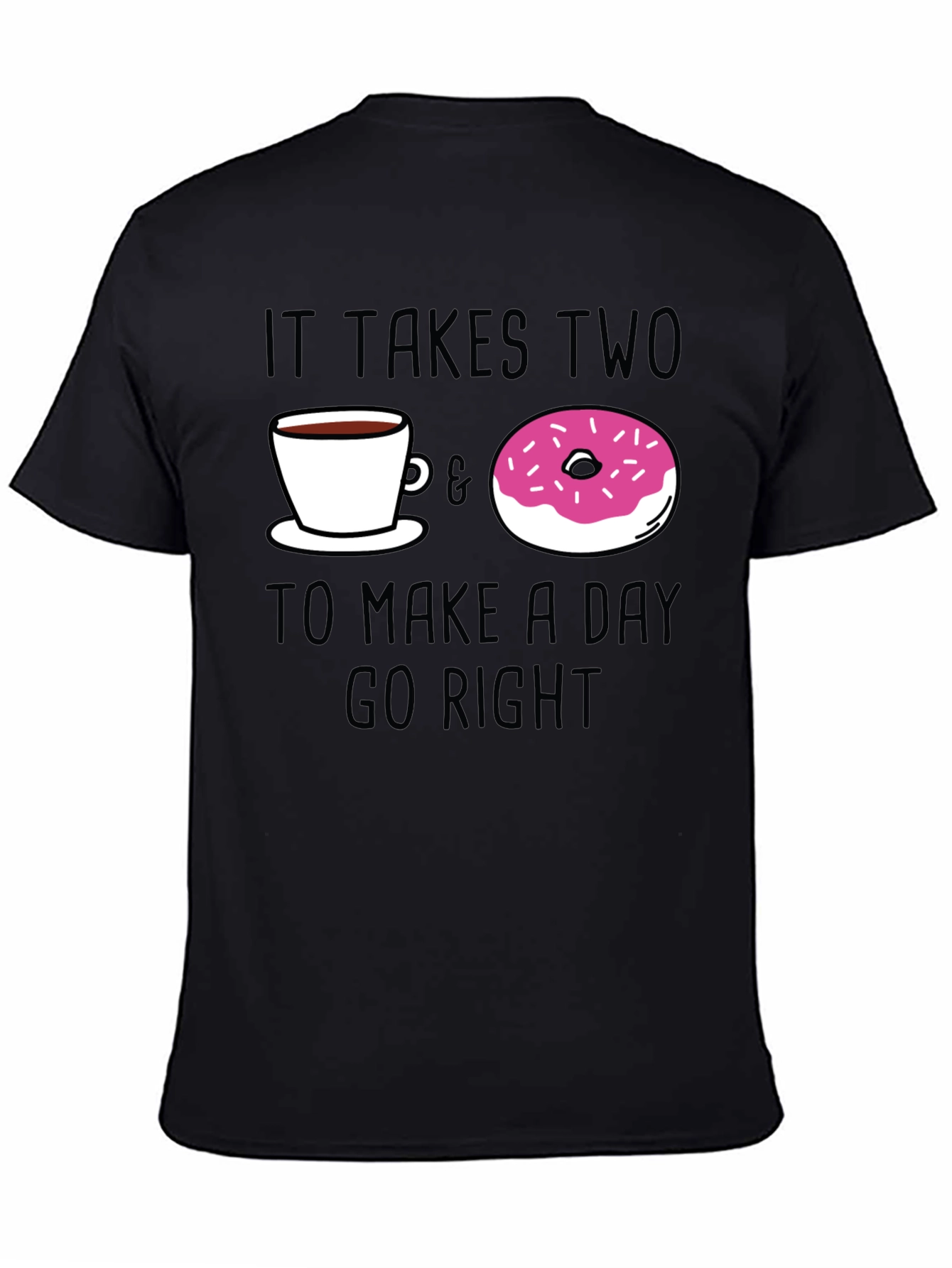 Coffee & Donut Day Right Black Graphic Tee