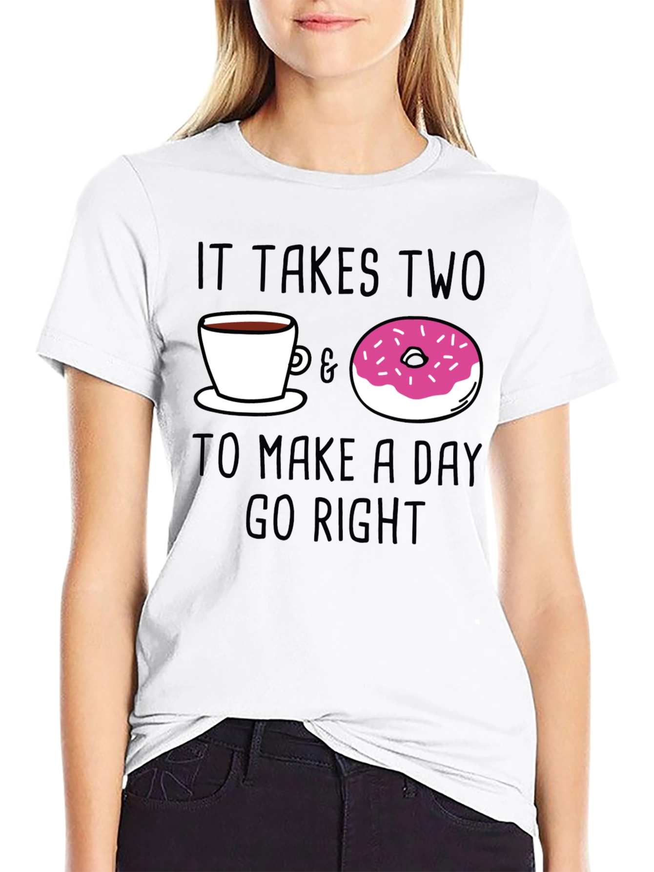 Coffee & Donut Day Right Black Graphic Tee