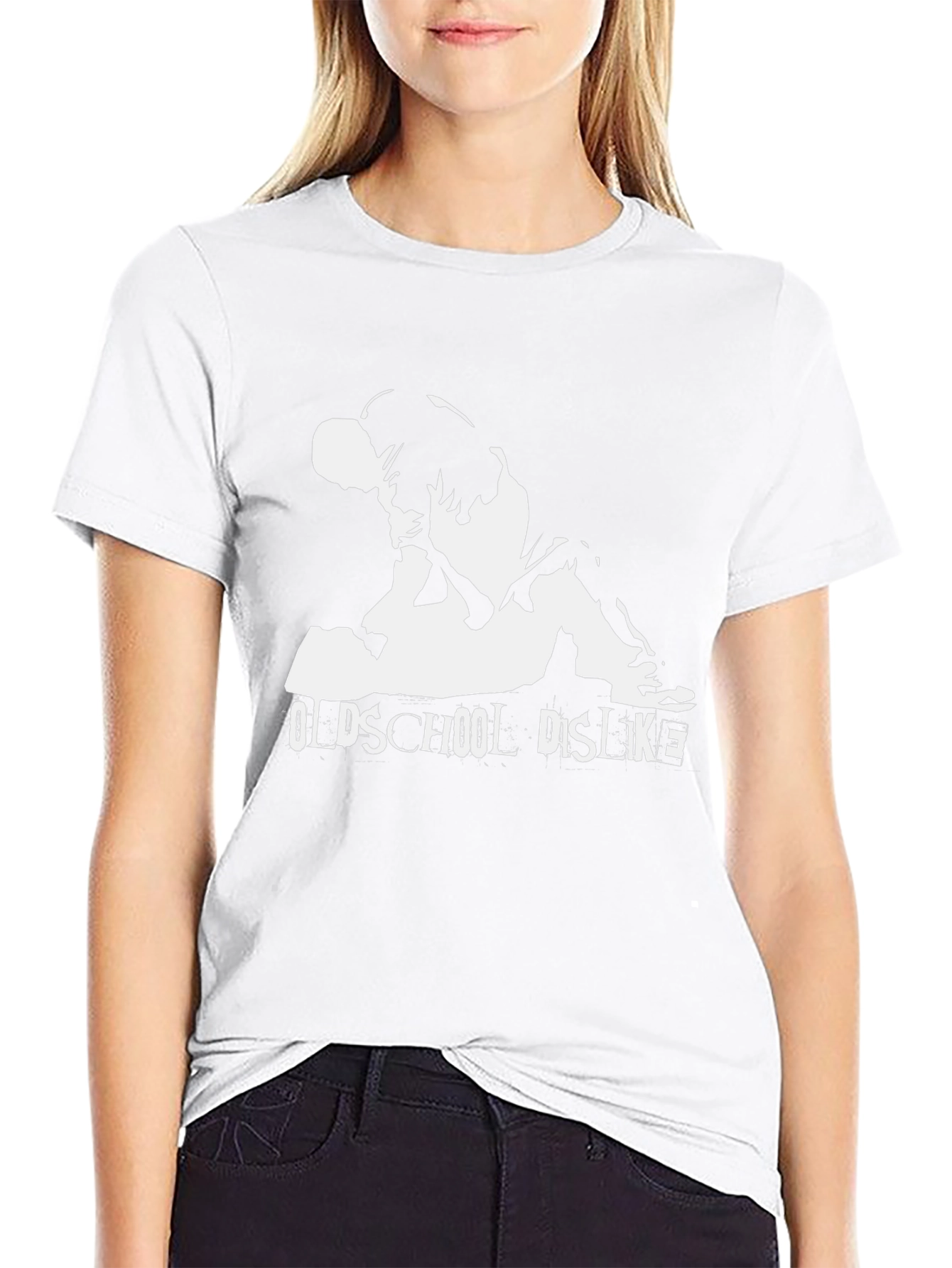 Oldschool Dislike Graphic Tee - Black Cotton Casual