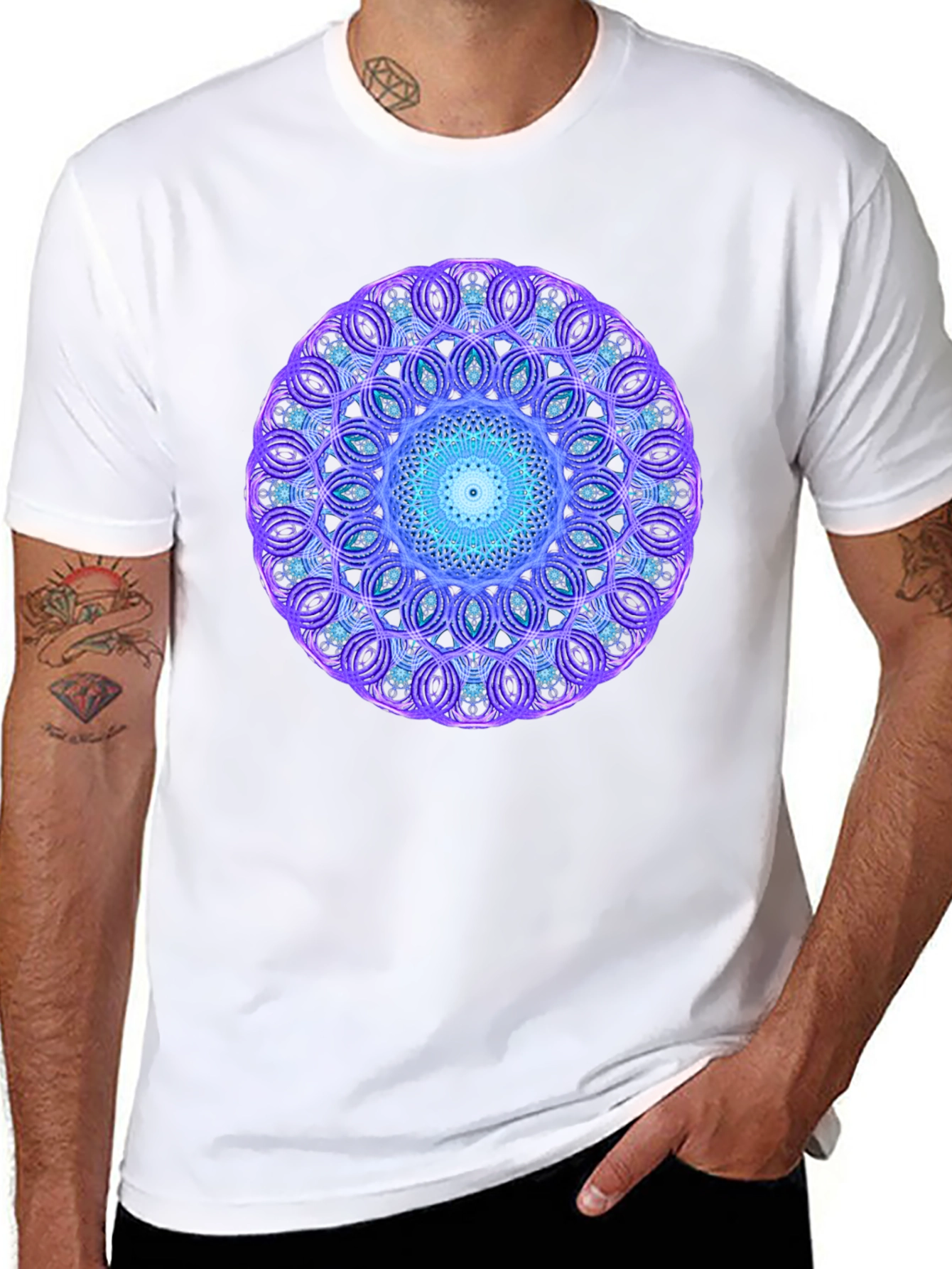 Geometric Mandala Graphic Black Tee