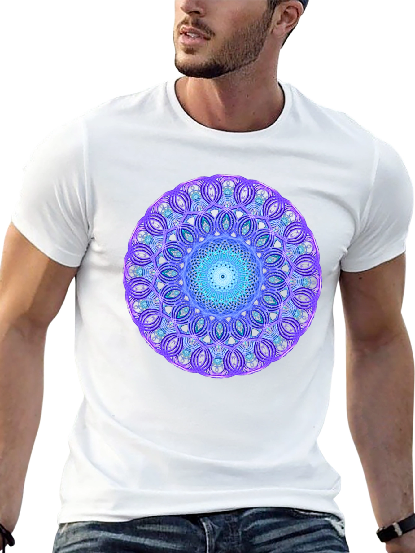 Geometric Mandala Graphic Black Tee
