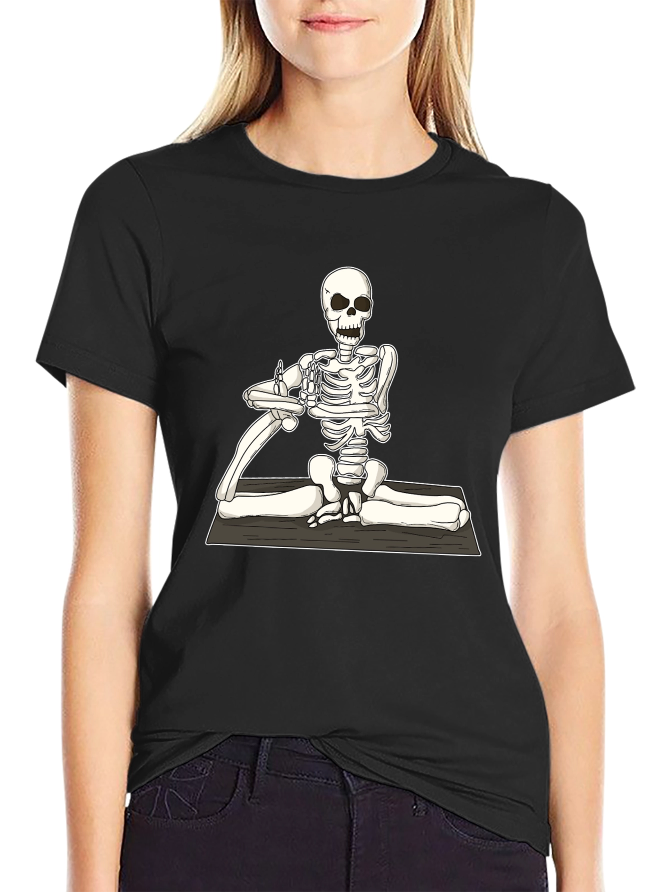 Yoga Skeleton Graphic Tee - Black