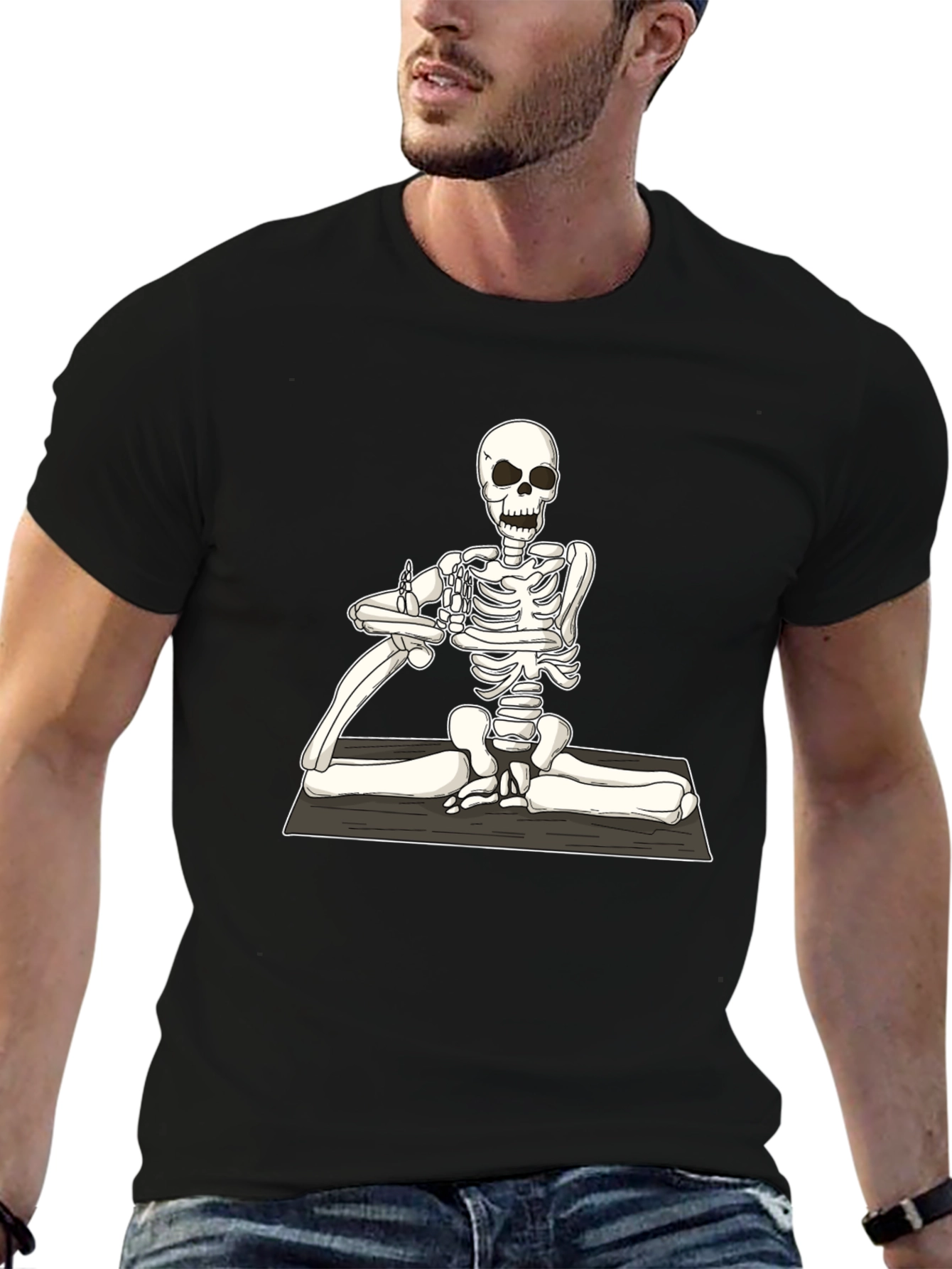 Yoga Skeleton Graphic Tee - Black