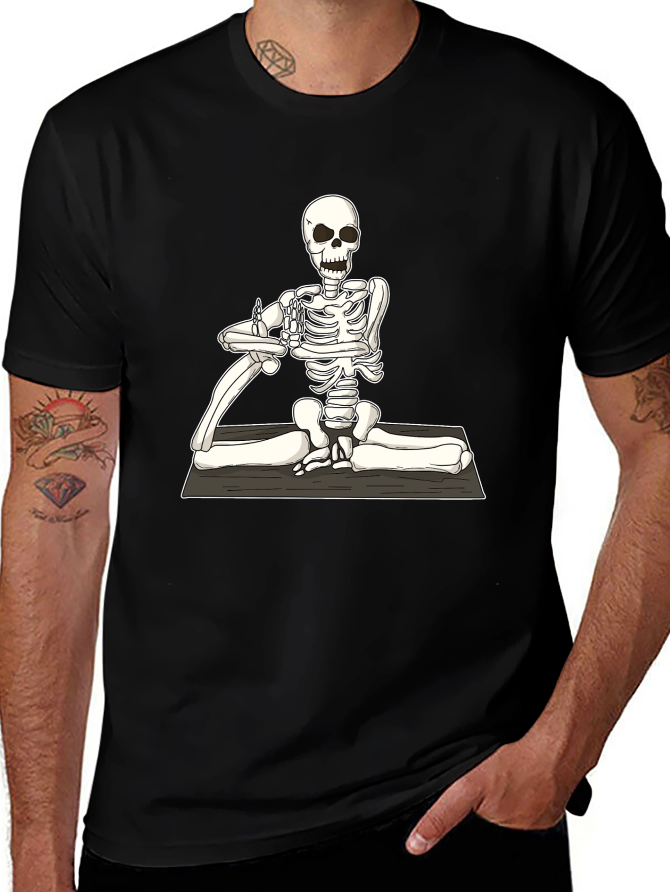 Yoga Skeleton Graphic Tee - Black