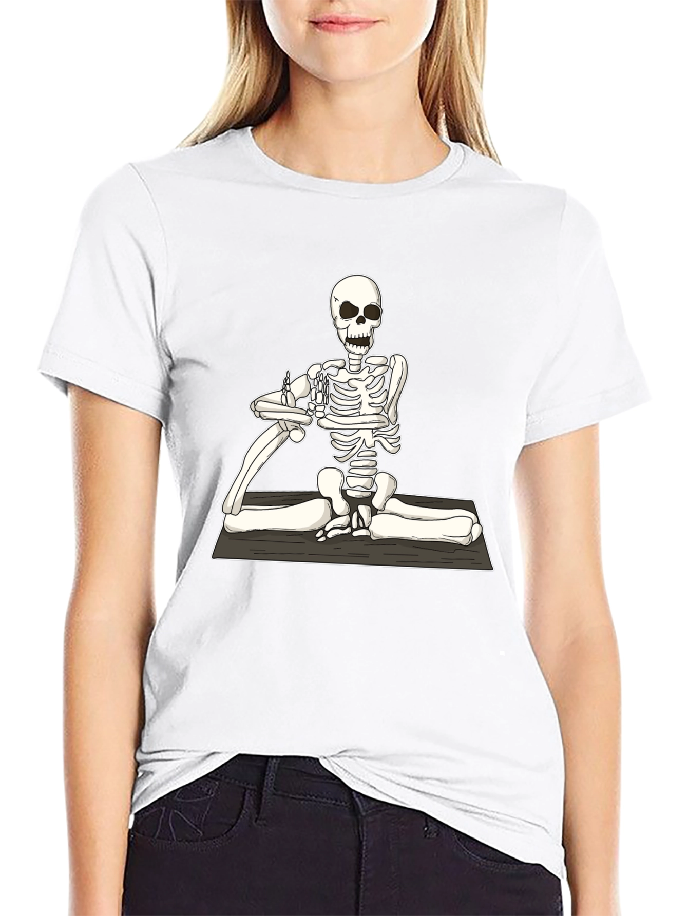 Yoga Skeleton Graphic Tee - Black