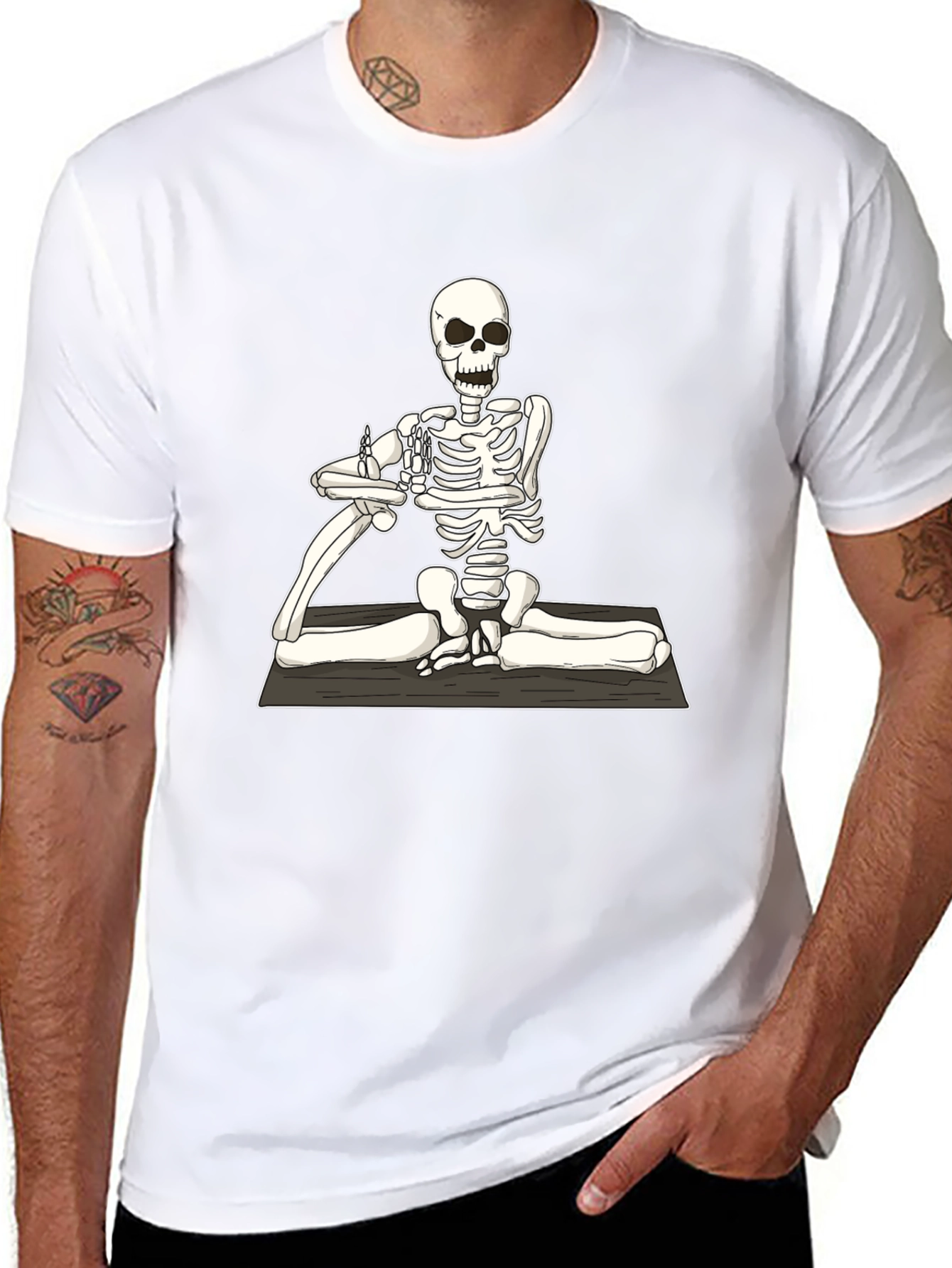 Yoga Skeleton Graphic Tee - Black
