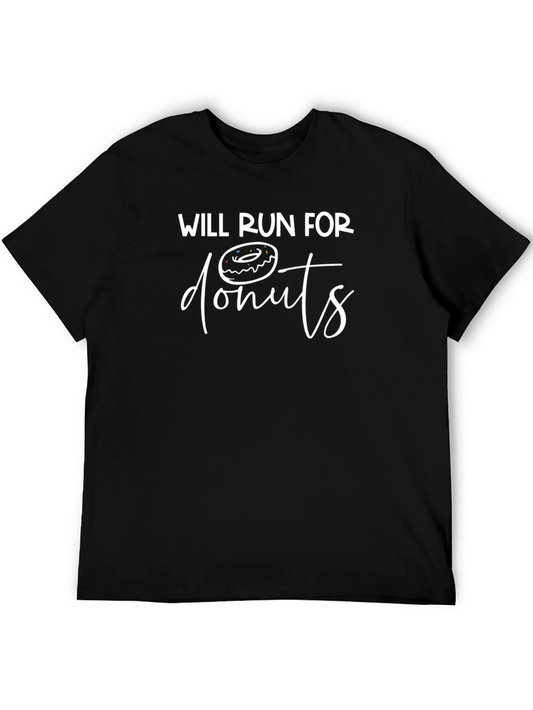 Will Run for Donuts T-Shirt - Mens Black Cotton Tee