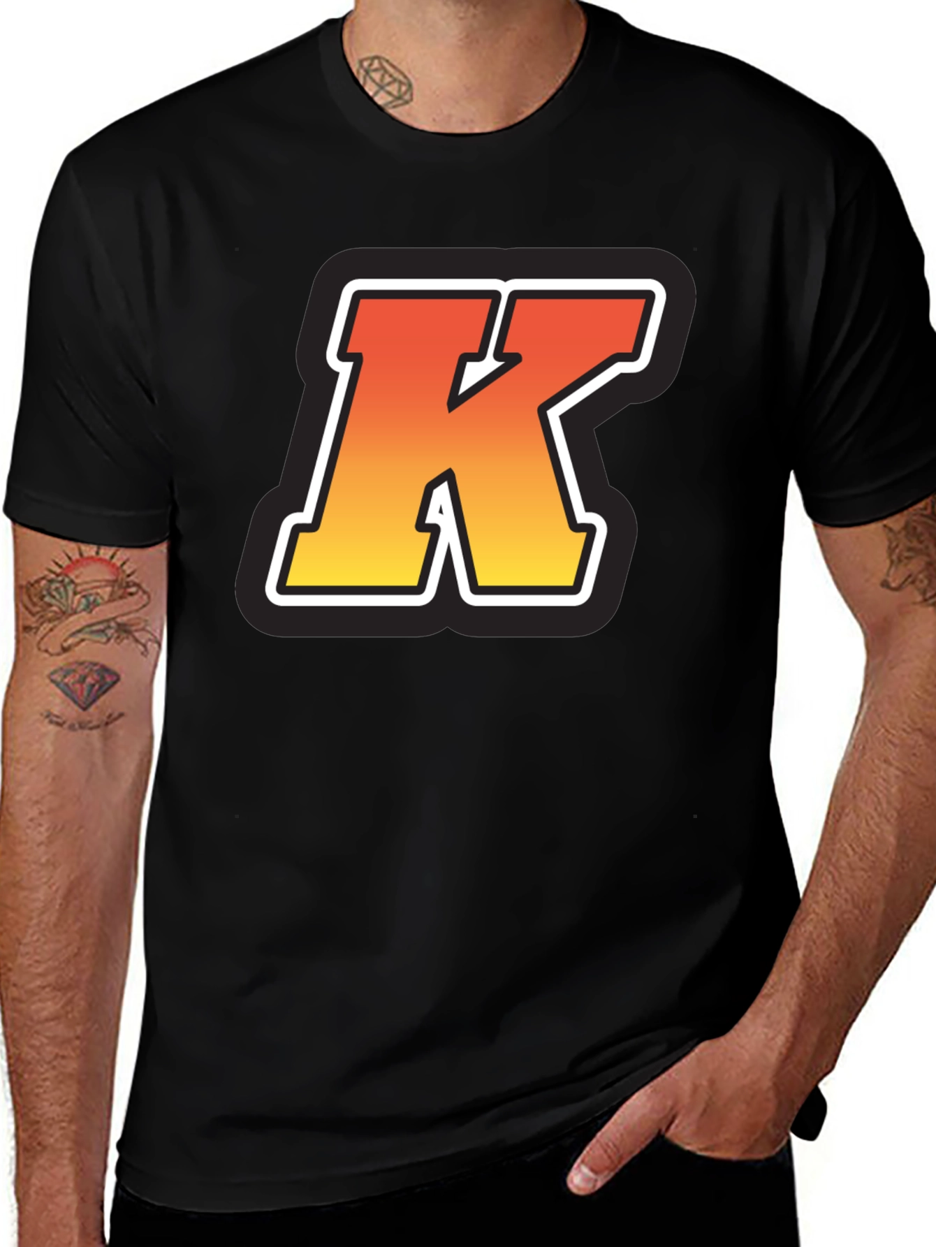 Bold Initial K T-Shirt - Gradient Letter Design