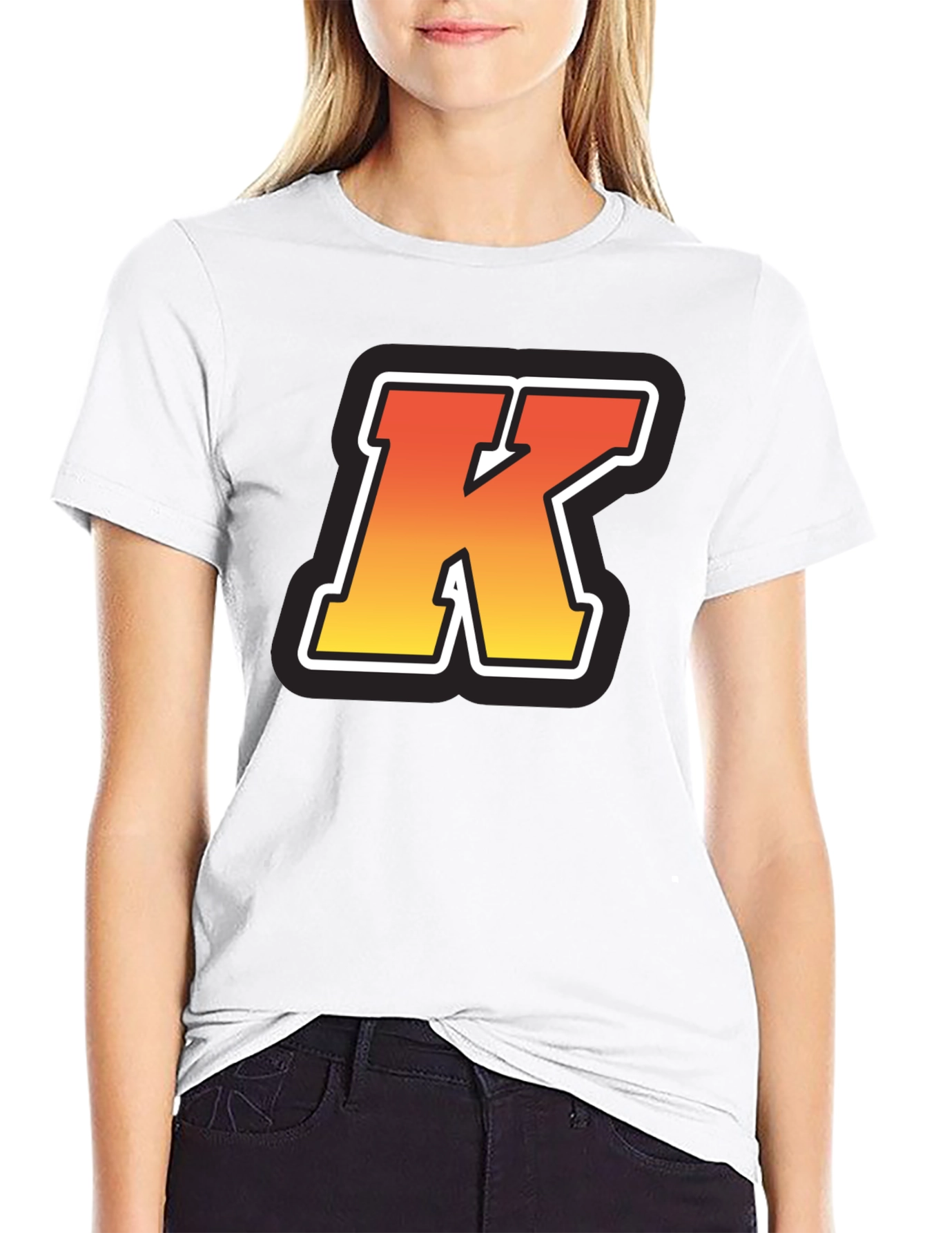 Bold Initial K T-Shirt - Gradient Letter Design