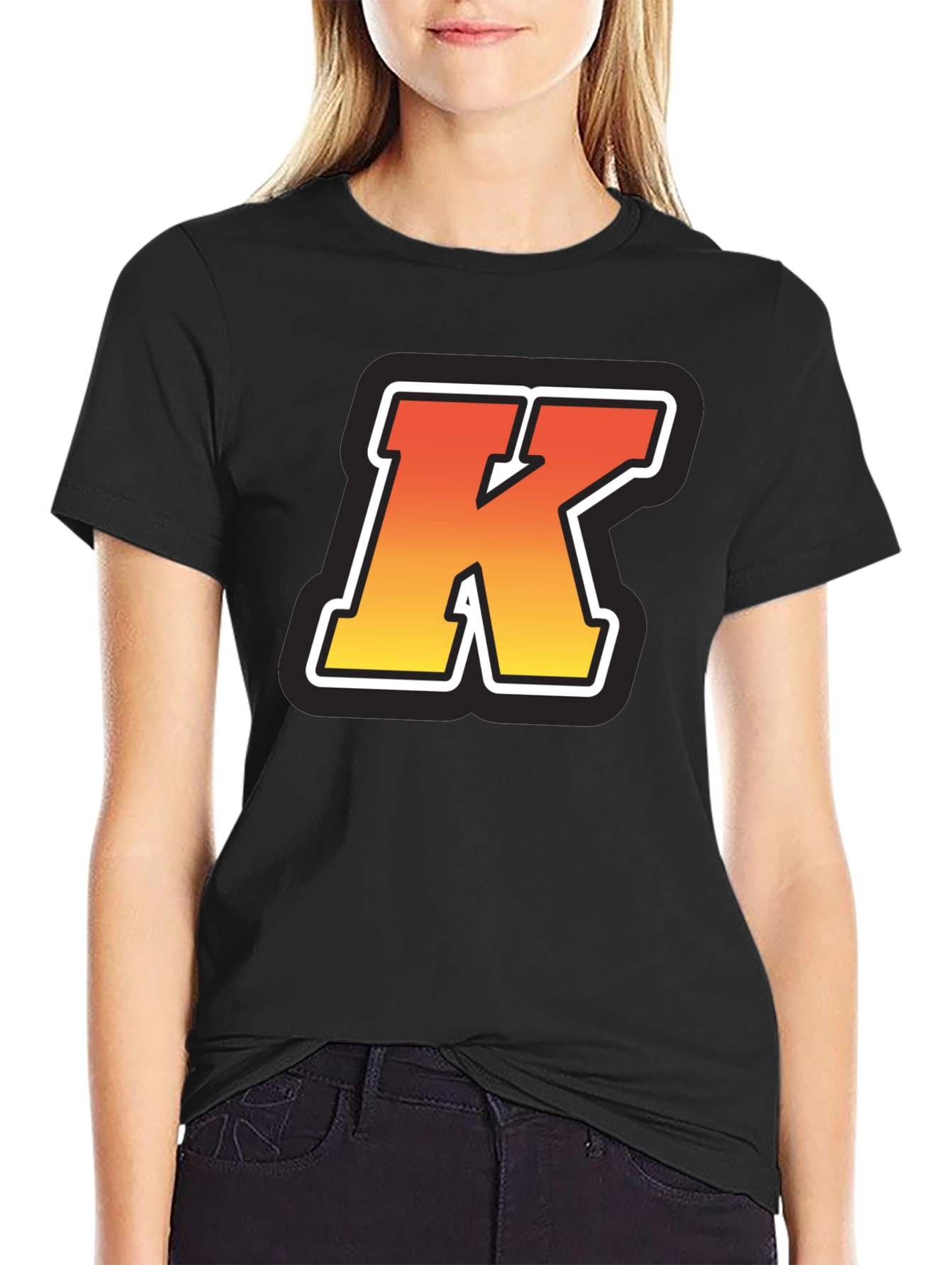 Bold Initial K T-Shirt - Gradient Letter Design