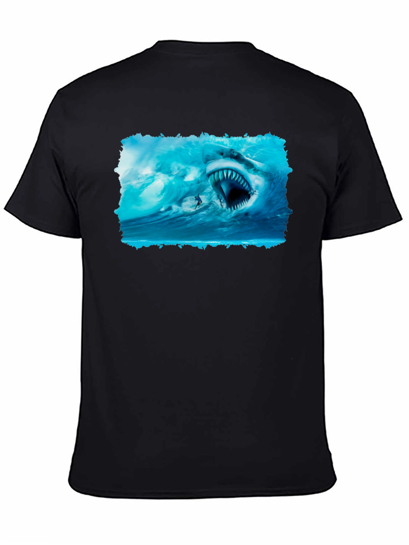 Shark Attack Graphic Tee - Black Cotton T-Shirt