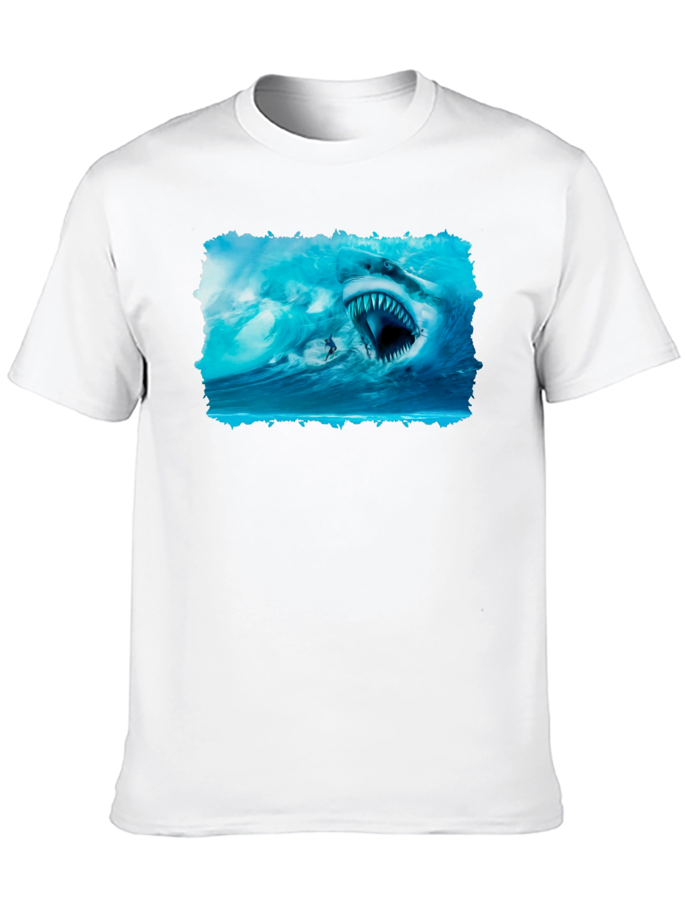 Shark Attack Graphic Tee - Black Cotton T-Shirt
