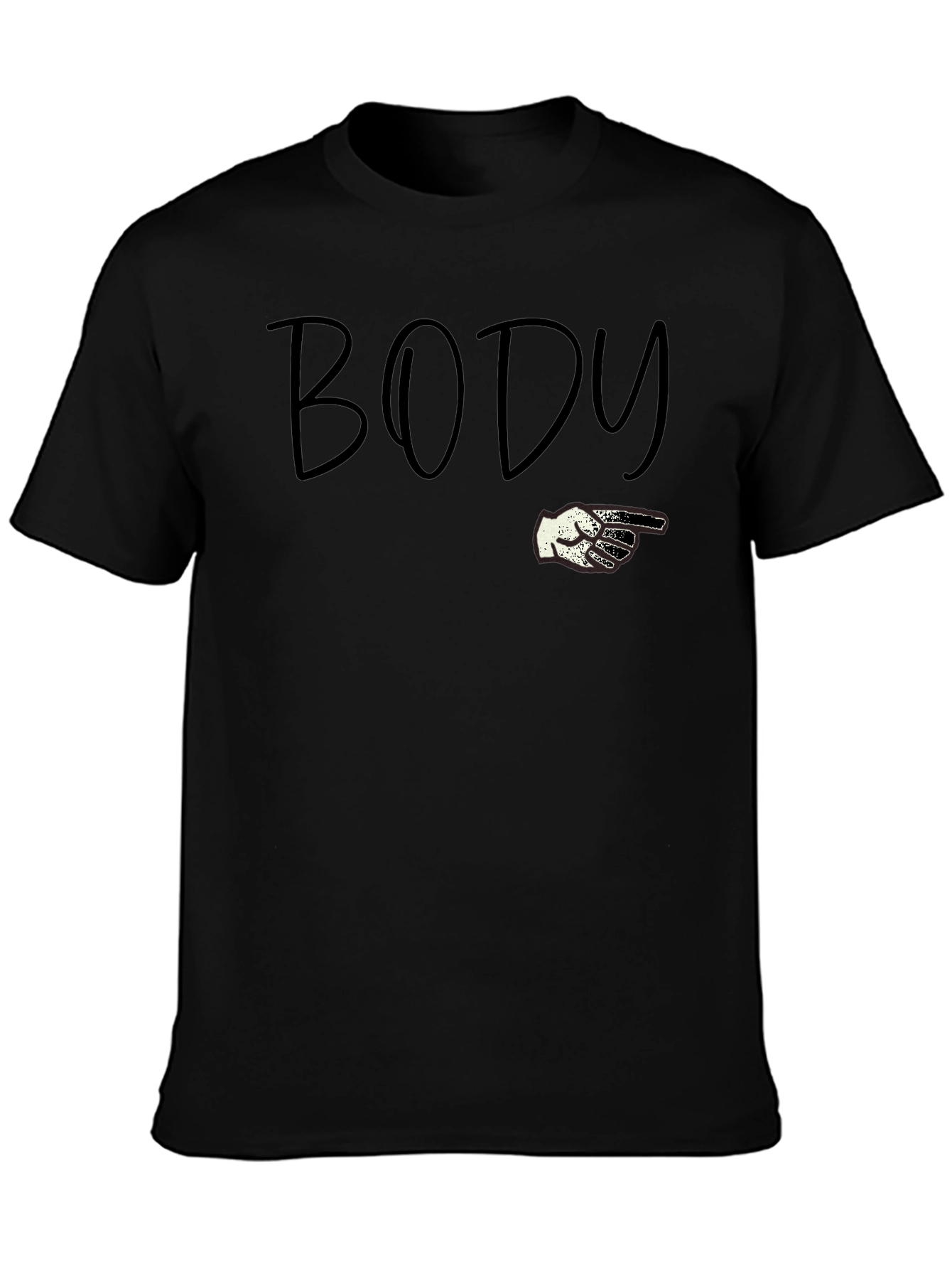Body Pointing Graphic Tee - Black Cotton T-Shirt