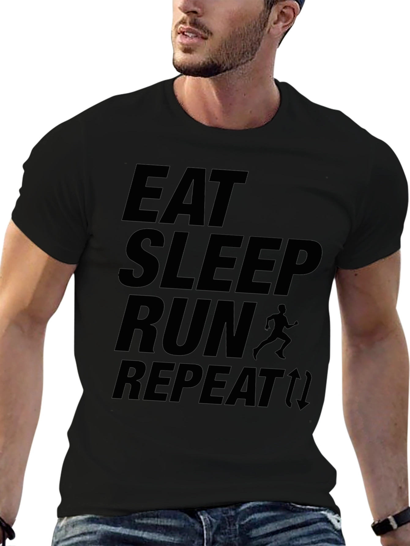 Eat Sleep Run Repeat Black Graphic T-Shirt