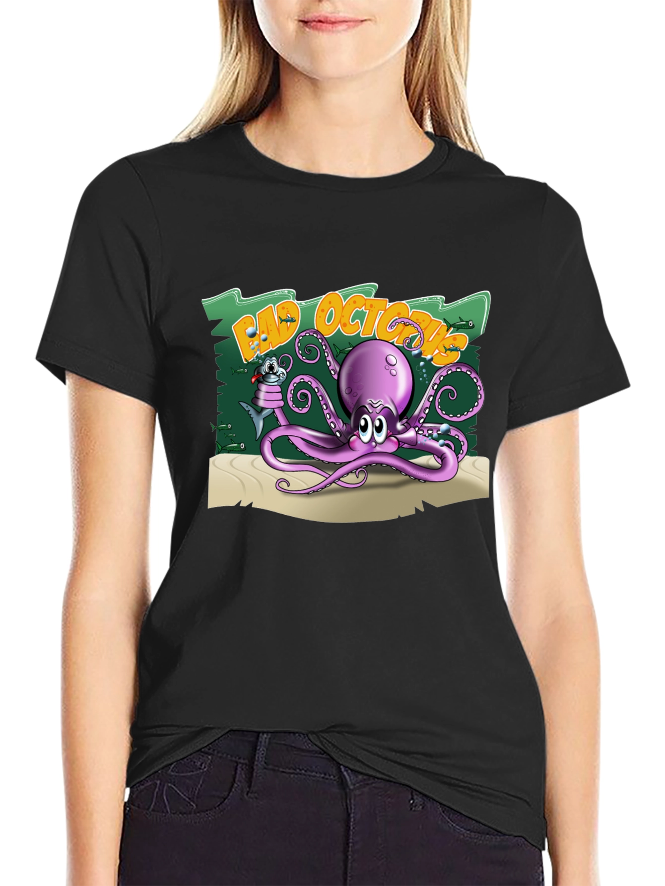 Bad Octopus Graphic T-Shirt - Black