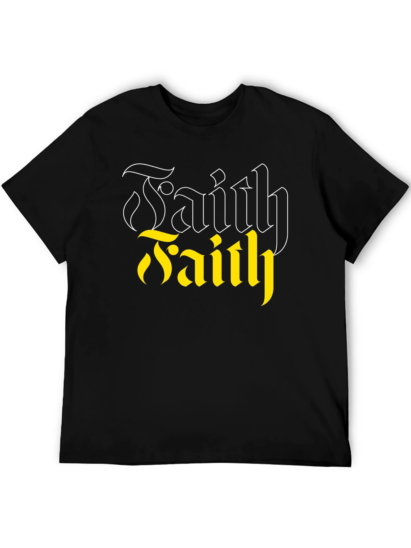 Faith Graphic Tee - Black Cotton Blend Casual T-Shirt