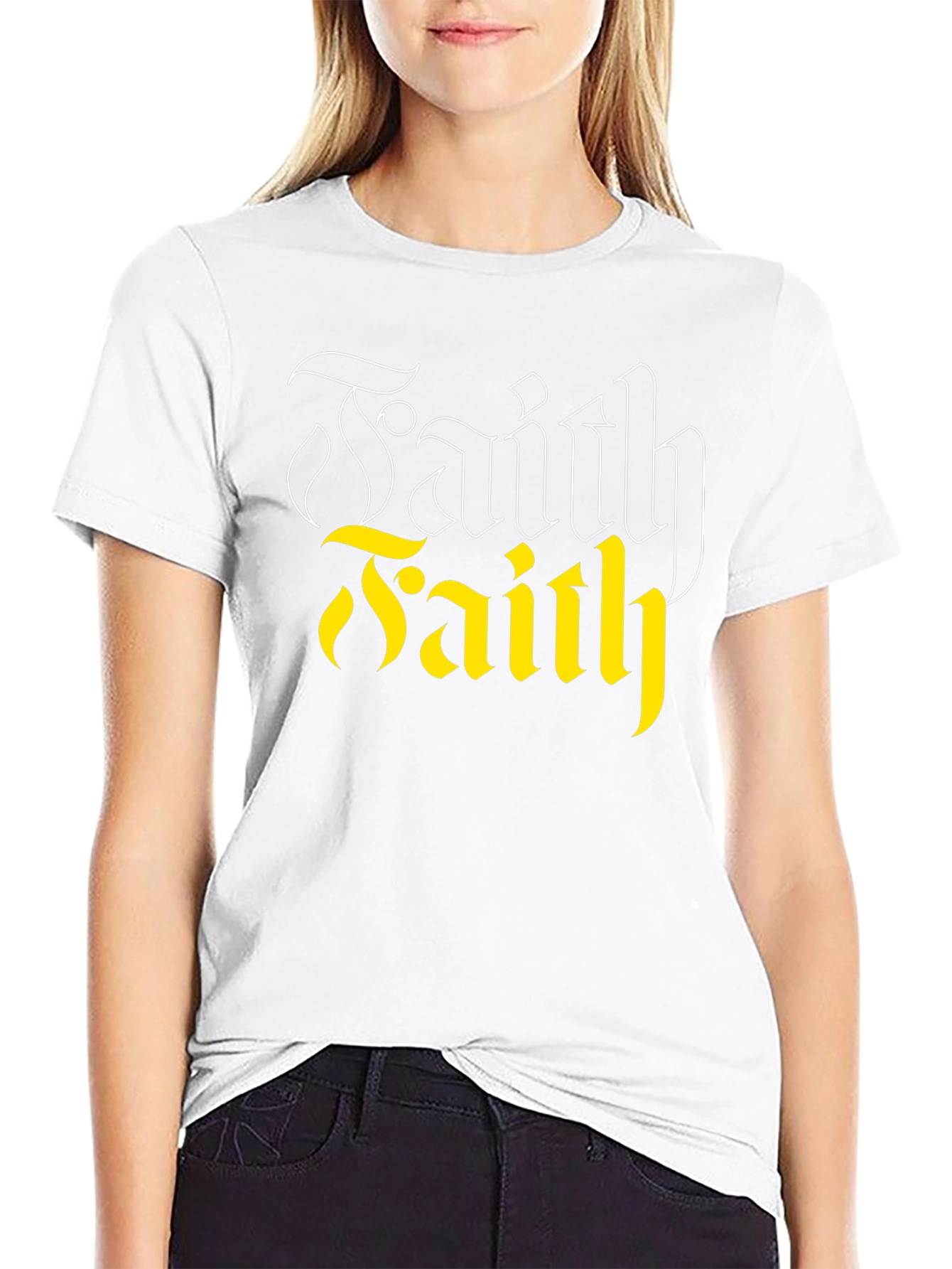 Faith Graphic Tee - Black Cotton Blend Casual T-Shirt