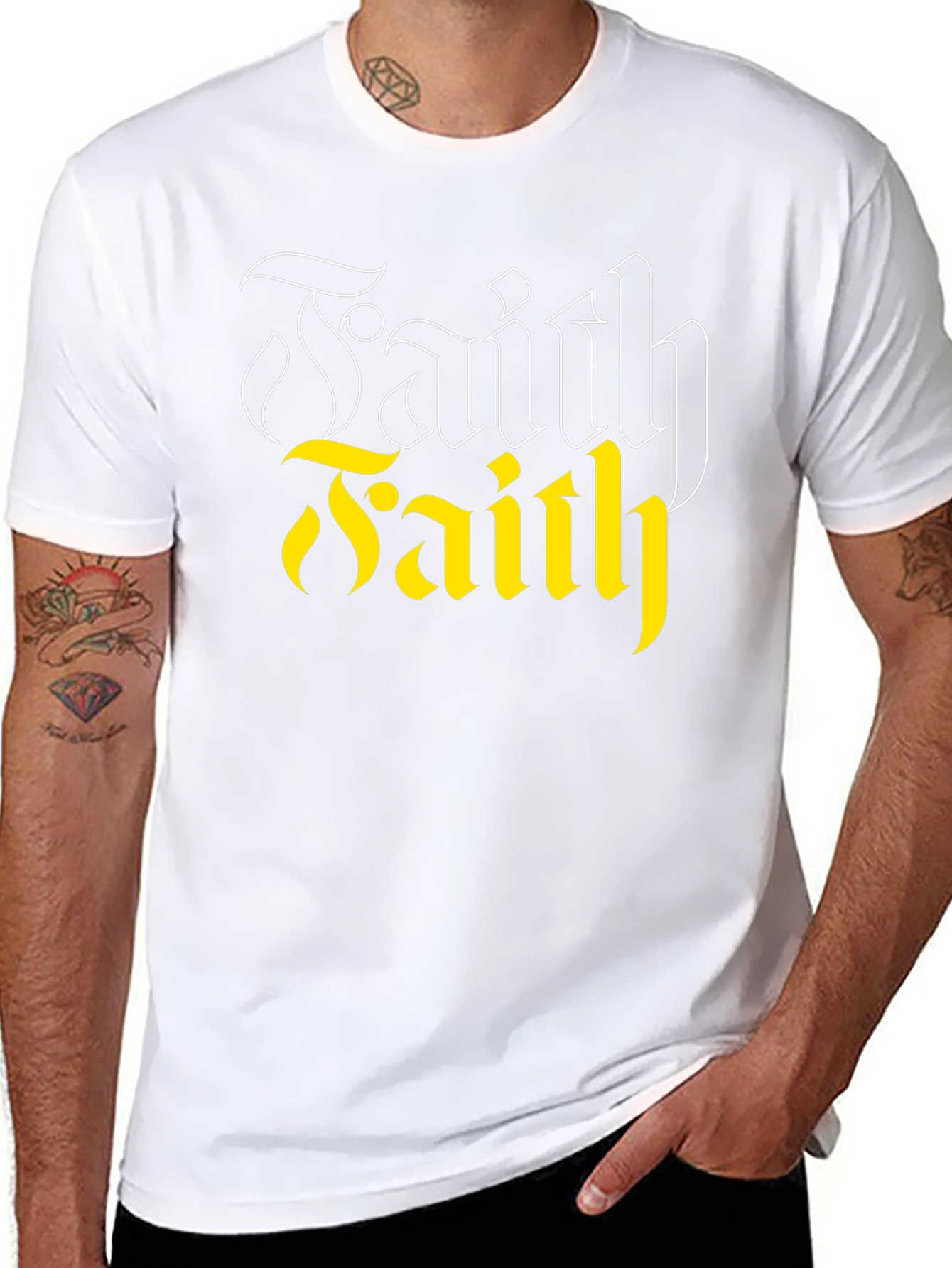 Faith Graphic Tee - Black Cotton Blend Casual T-Shirt