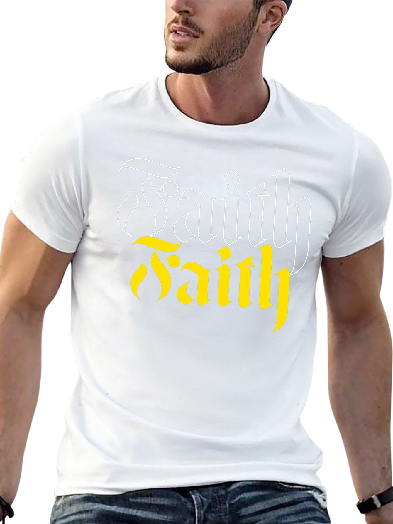 Faith Graphic Tee - Black Cotton Blend Casual T-Shirt