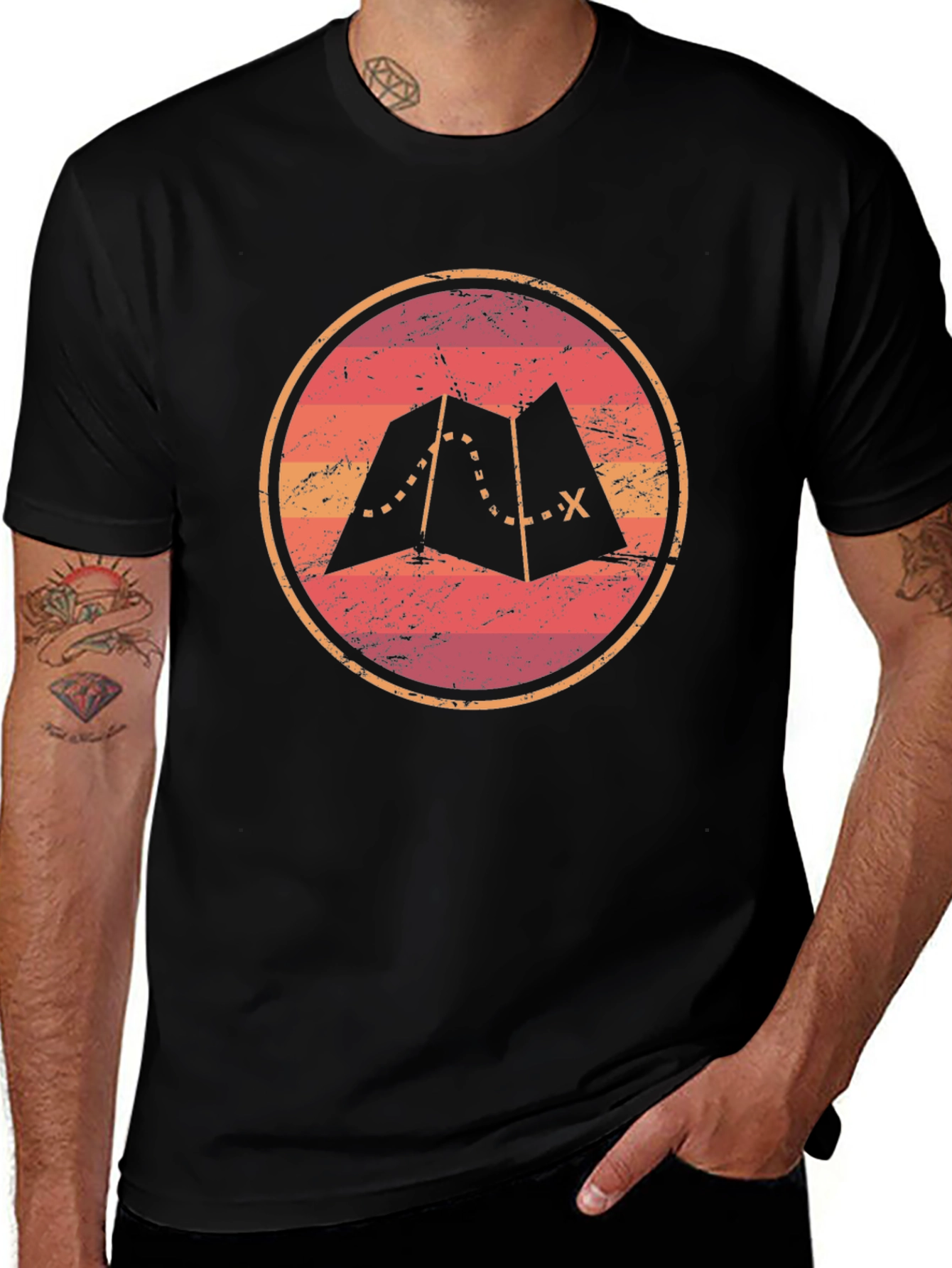 Adventure Map Graphic Tee - Unisex Soft Black T-Shirt