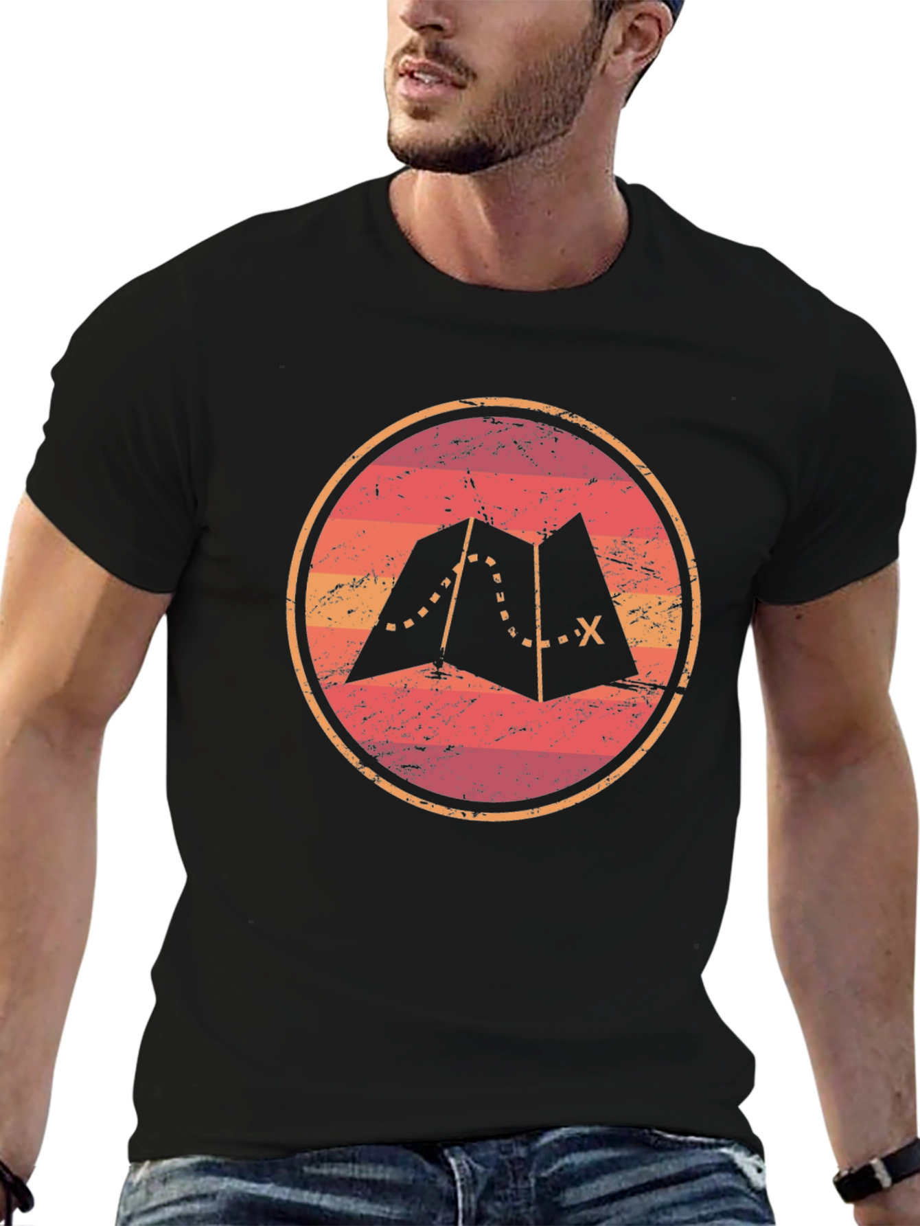 Adventure Map Graphic Tee - Unisex Soft Black T-Shirt