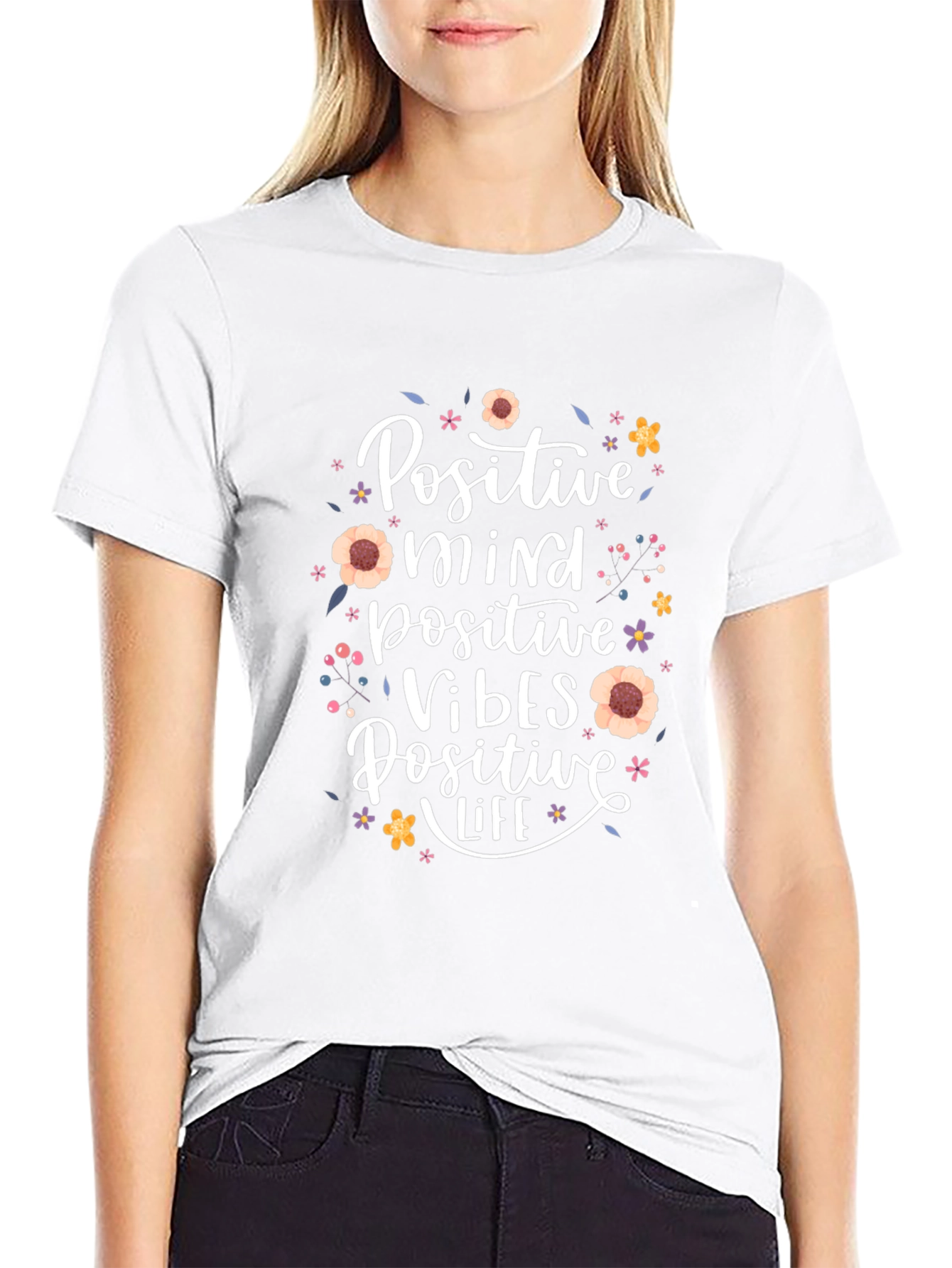Positive Mind Vibes Life Black T-Shirt