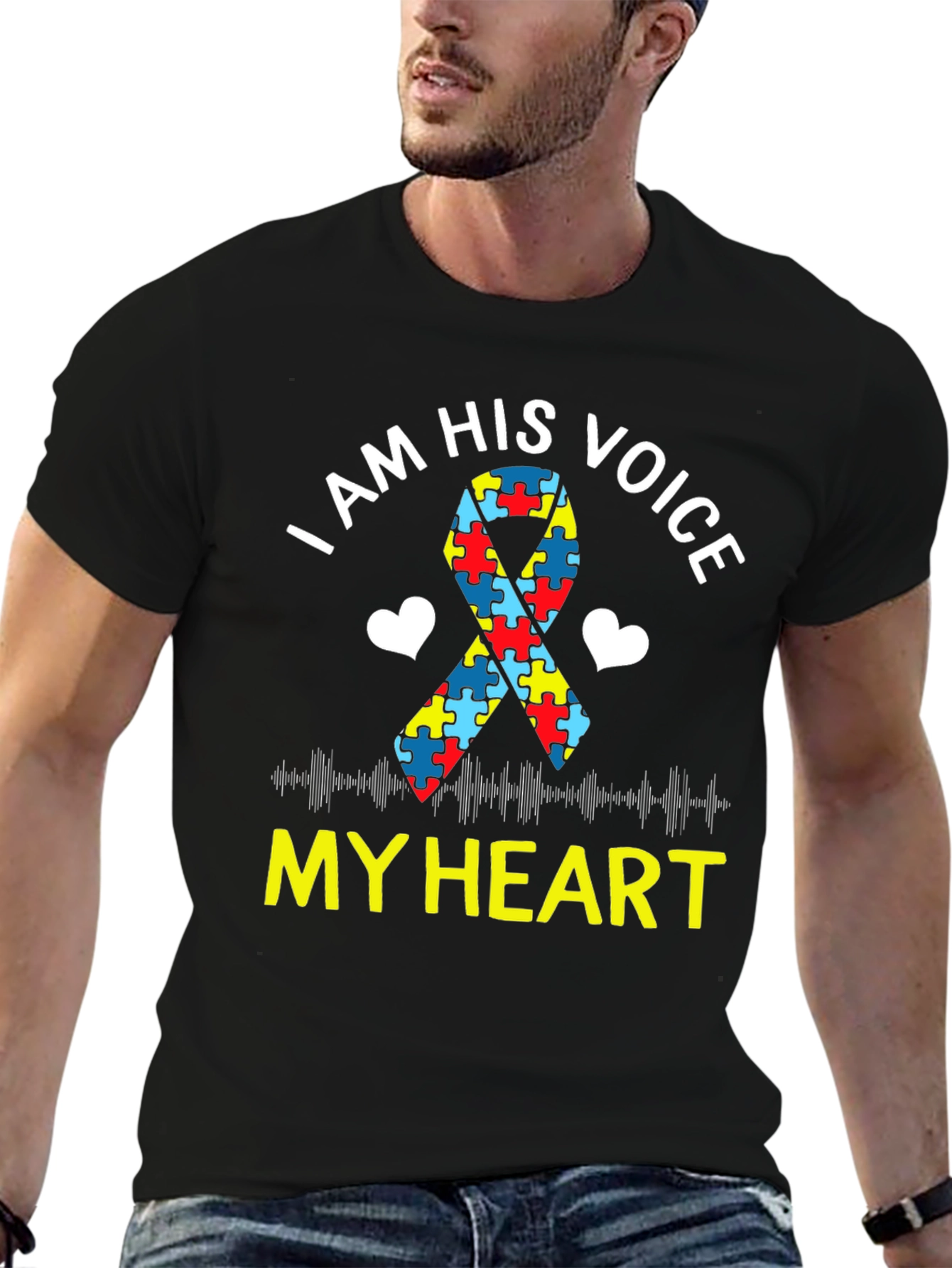 Autism Awareness T-Shirt: I Am His Voice My Heart
