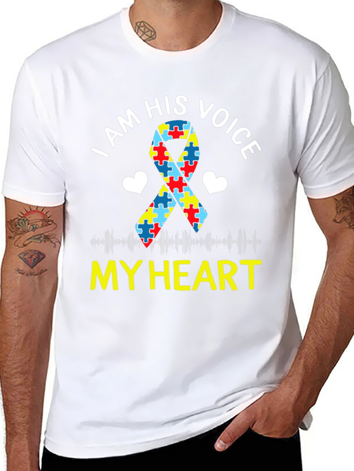 Autism Awareness T-Shirt: I Am His Voice My Heart