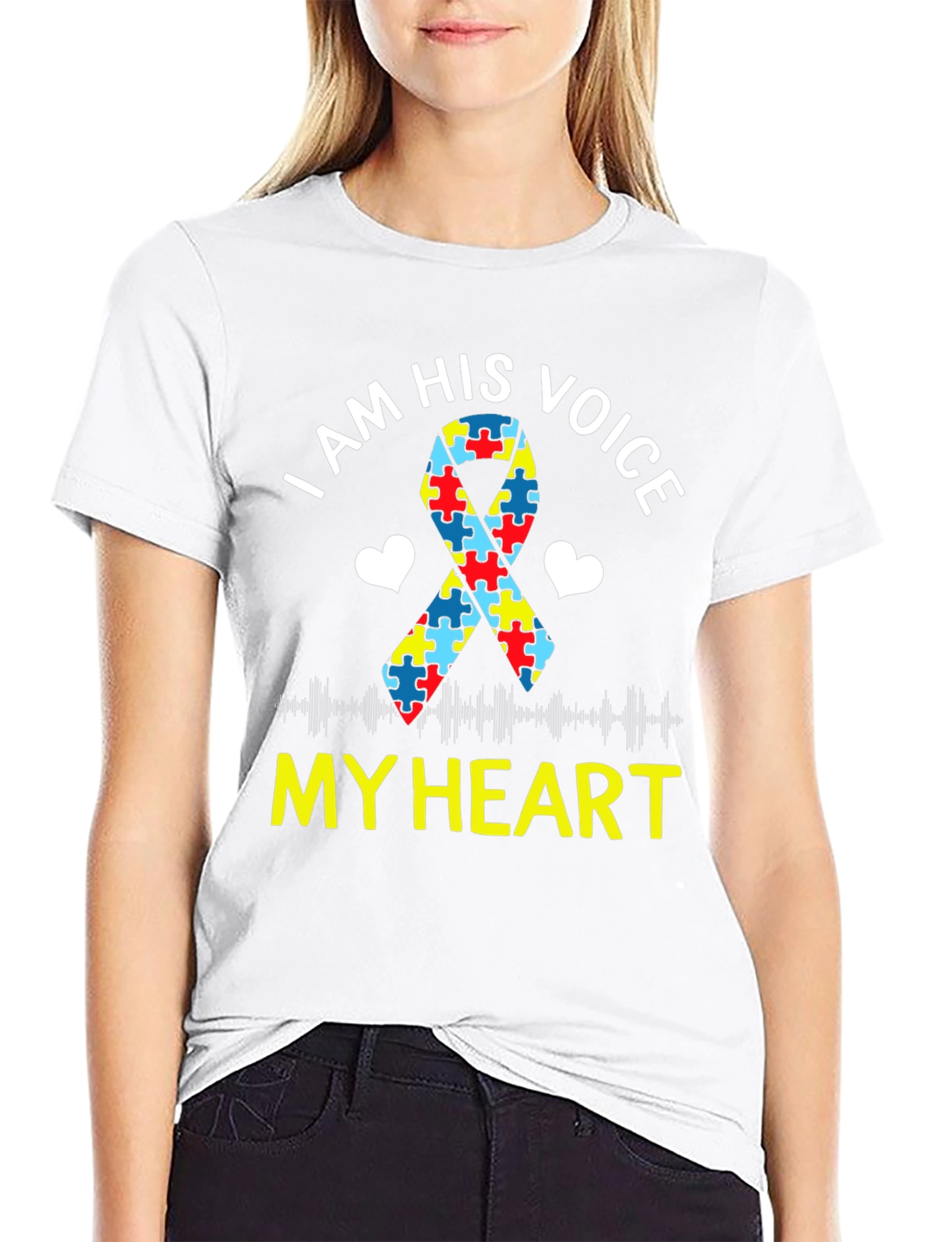 Autism Awareness T-Shirt: I Am His Voice My Heart