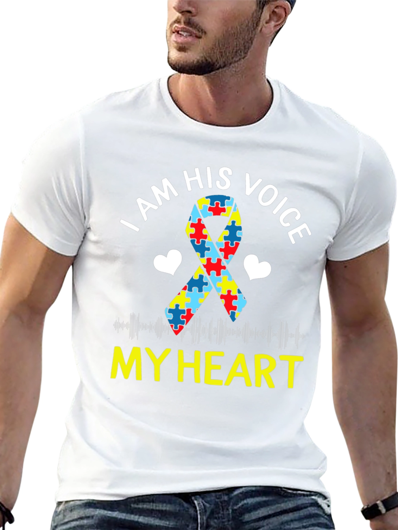 Autism Awareness T-Shirt: I Am His Voice My Heart
