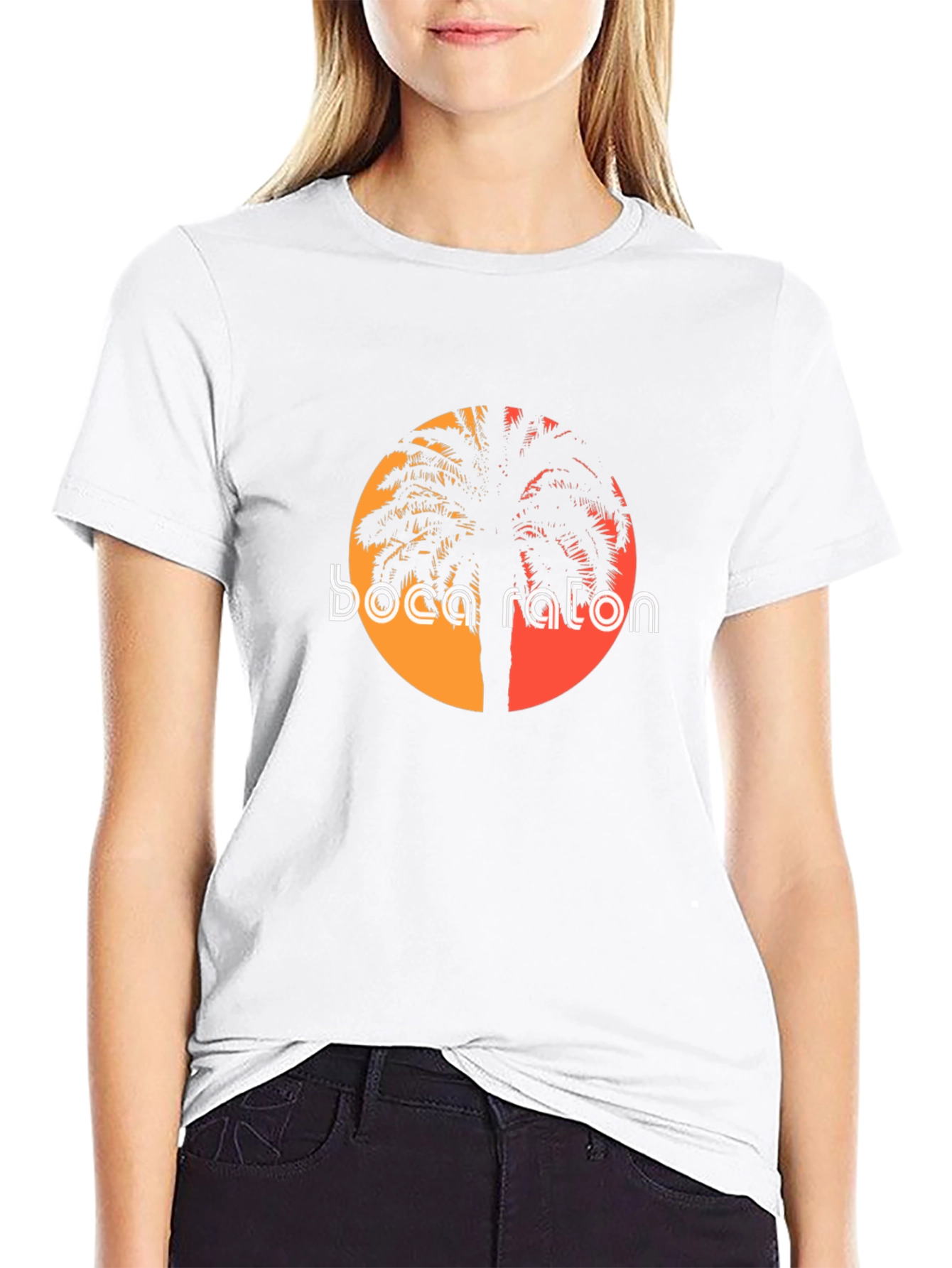 Boca Raton Palm Tee - Black Graphic T-Shirt