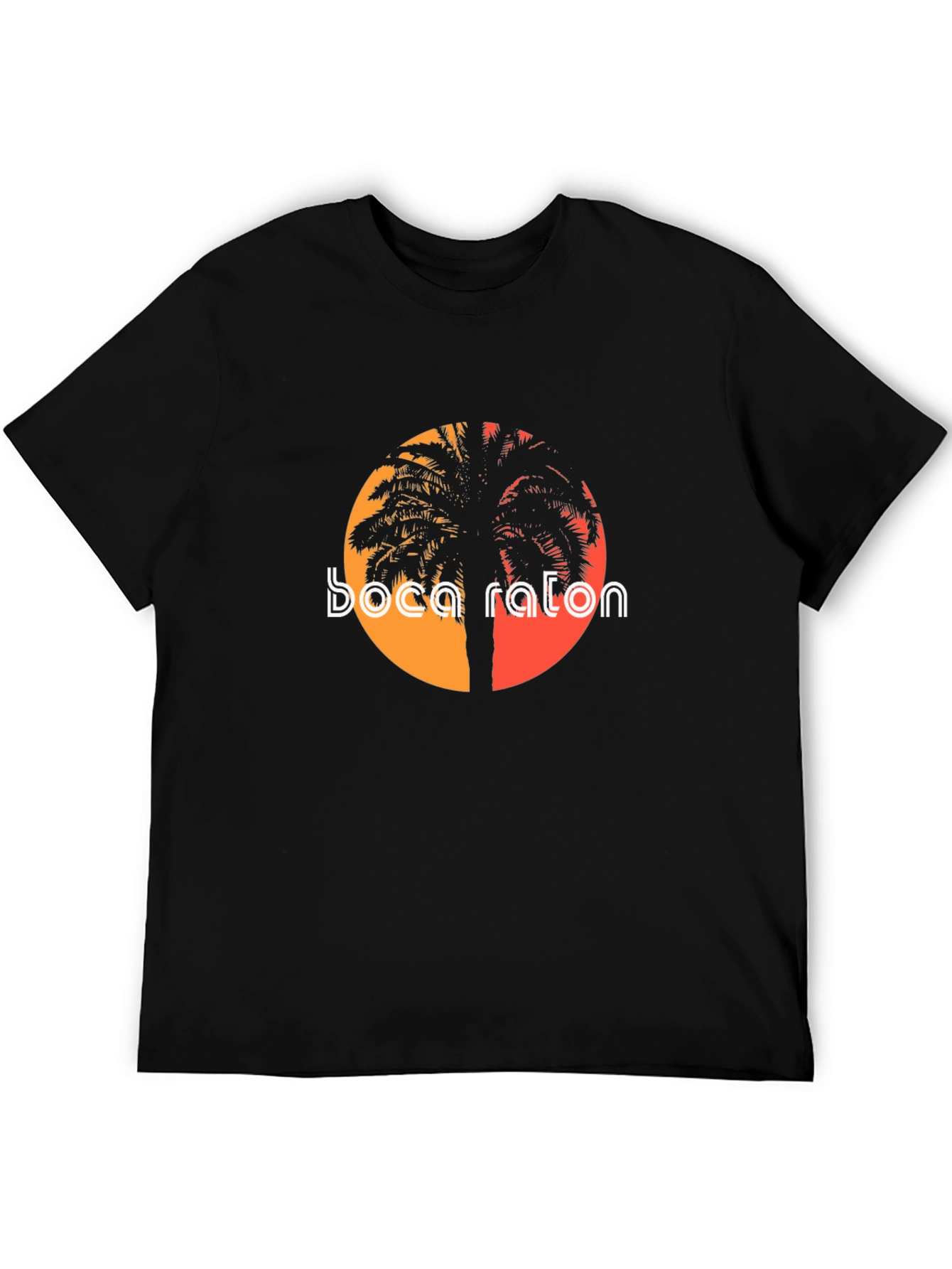 Boca Raton Palm Tee - Black Graphic T-Shirt