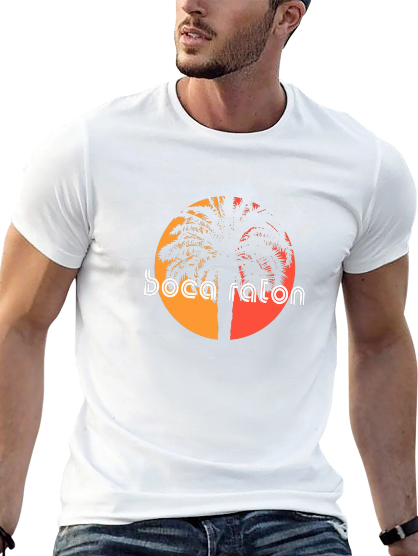 Boca Raton Palm Tee - Black Graphic T-Shirt