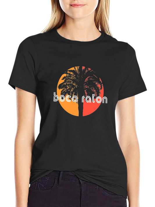 Boca Raton Palm Tee - Black Graphic T-Shirt
