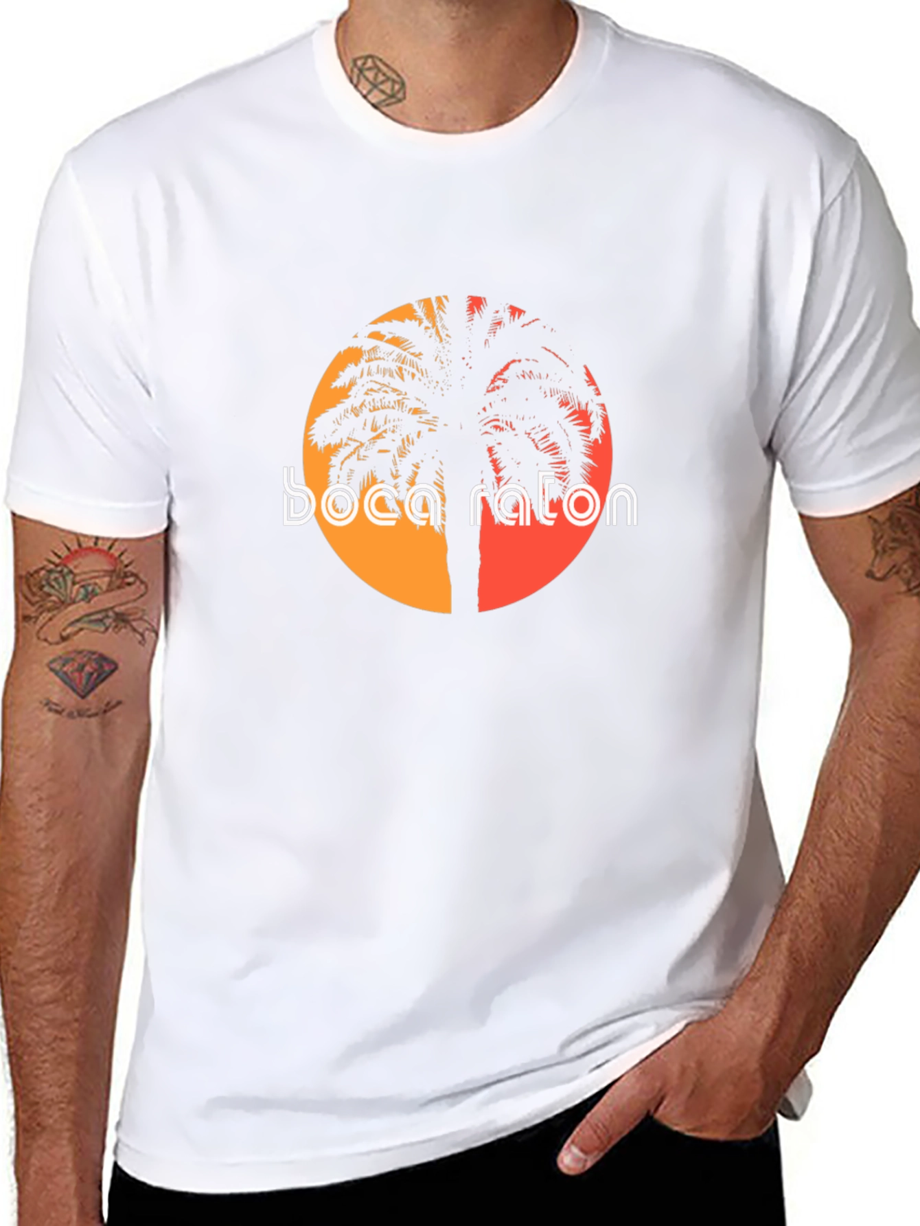 Boca Raton Palm Tee - Black Graphic T-Shirt